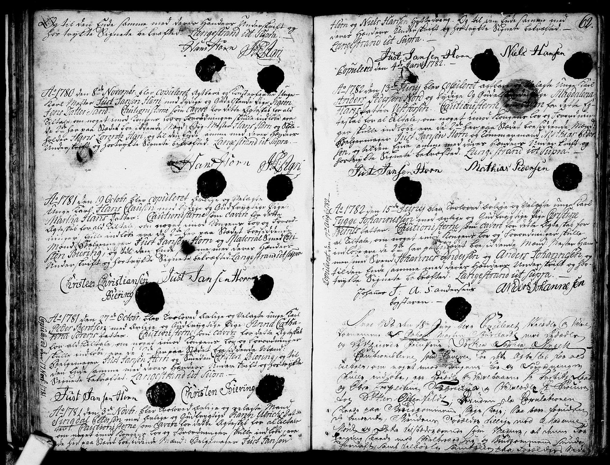Larvik kirkebøker, SAKO/A-352/F/Fb/L0001: Parish register (official) no. II 1, 1779-1817, p. 62