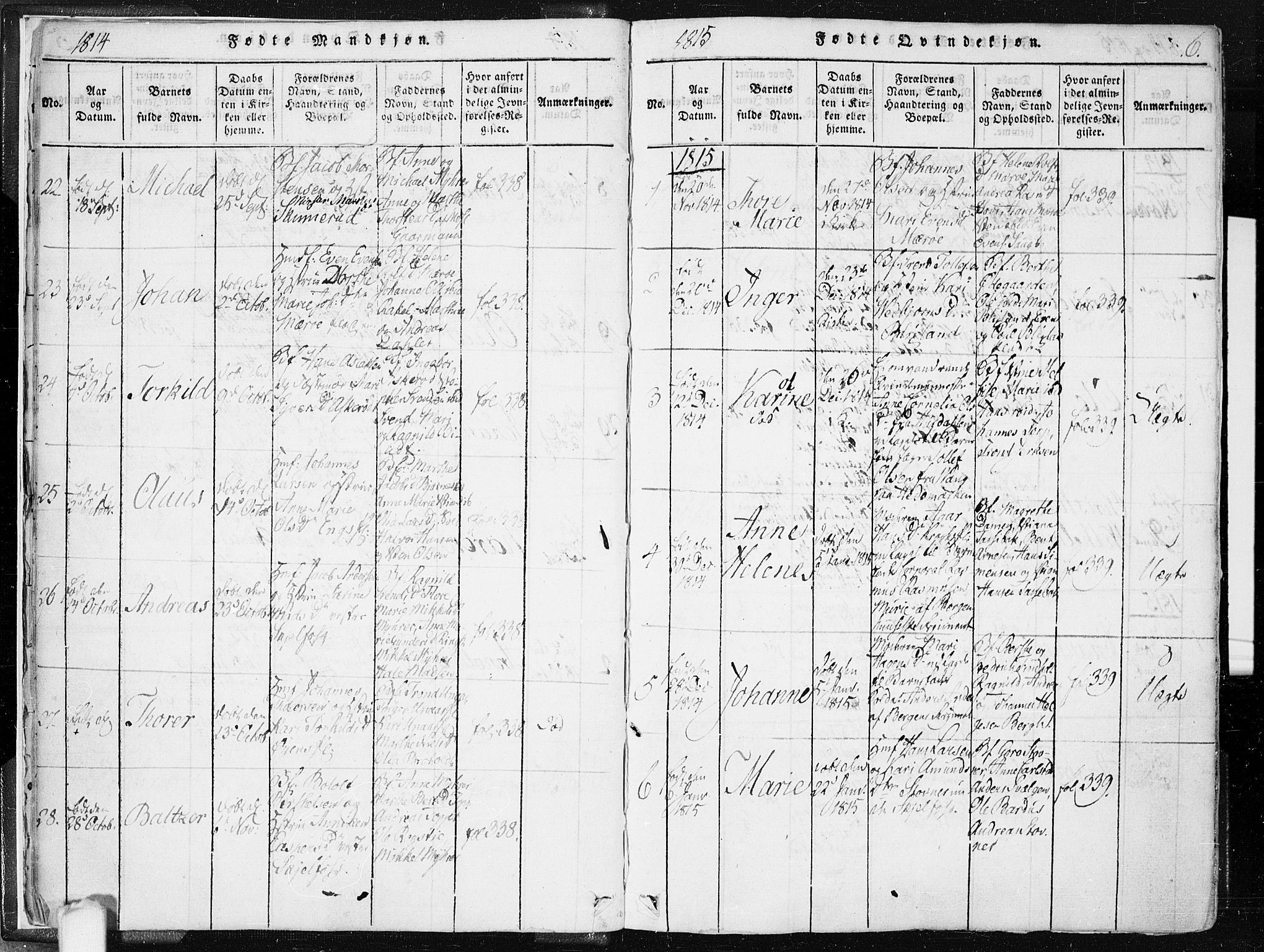 Hobøl prestekontor Kirkebøker, AV/SAO-A-2002/F/Fa/L0002: Parish register (official) no. I 2, 1814-1841, p. 6