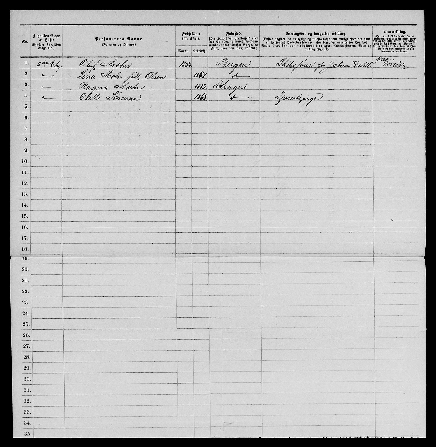 SAKO, 1885 census for 0801 Kragerø, 1885, p. 1113