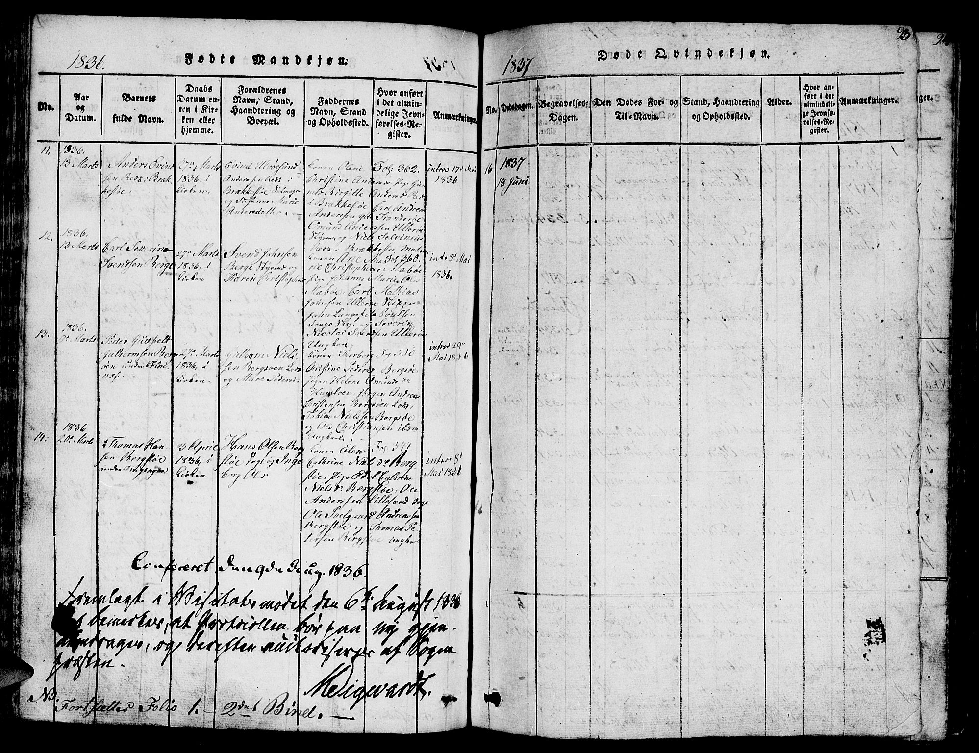 Vestre Moland sokneprestkontor, AV/SAK-1111-0046/F/Fb/Fbb/L0001: Parish register (copy) no. B 1, 1816-1851, p. 93