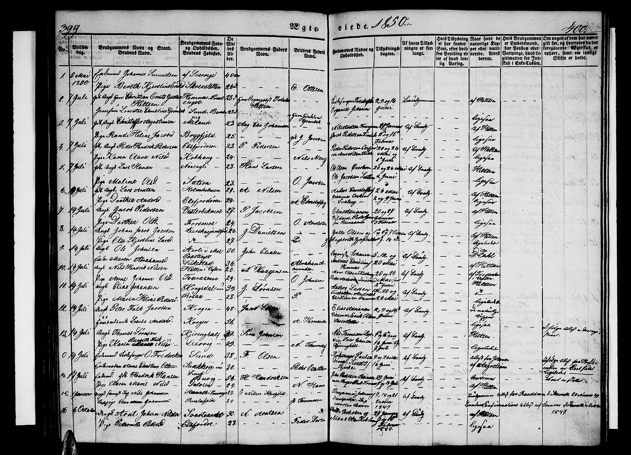 Ministerialprotokoller, klokkerbøker og fødselsregistre - Nordland, AV/SAT-A-1459/825/L0364: Parish register (copy) no. 825C01, 1841-1863, p. 399-400