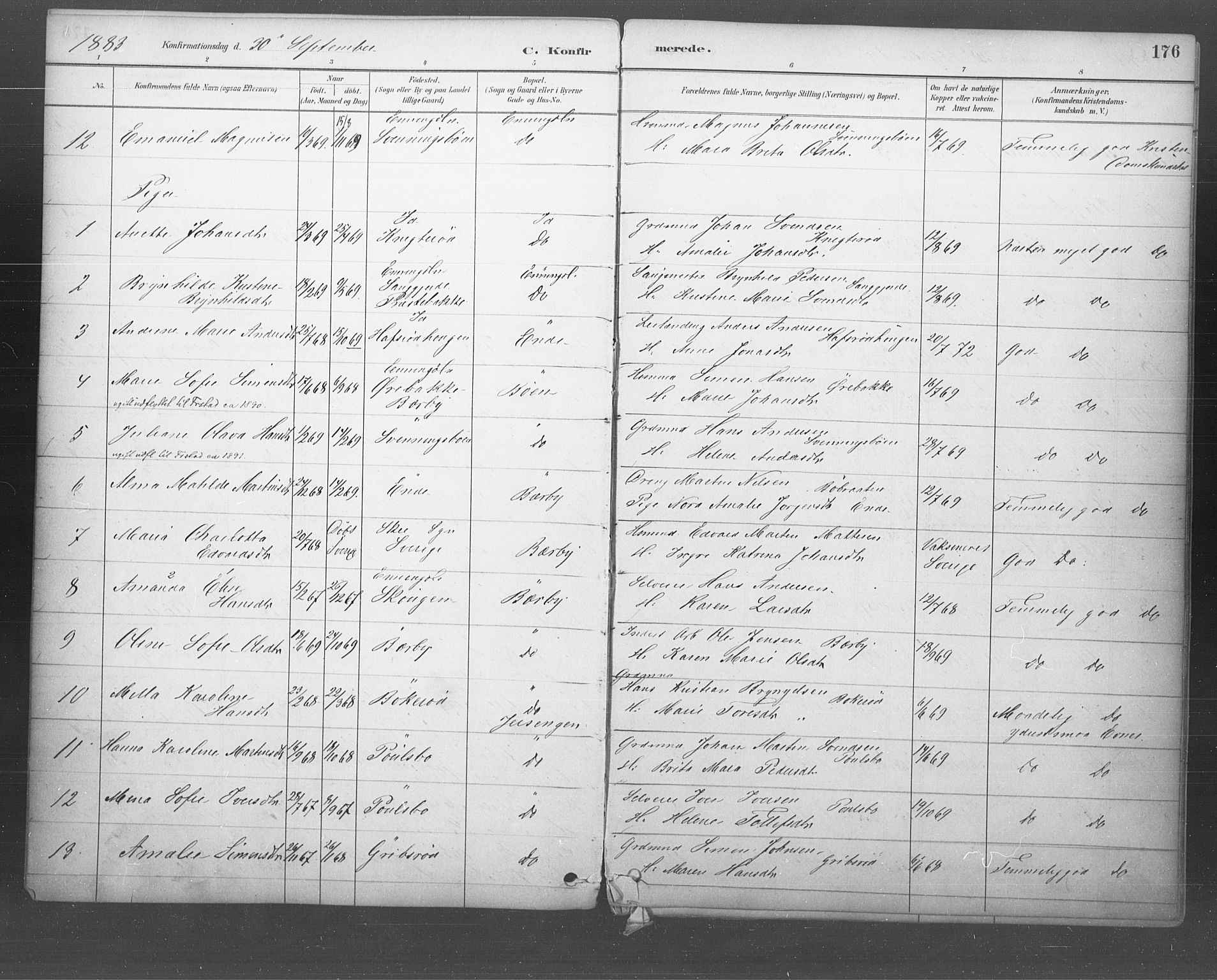 Idd prestekontor Kirkebøker, SAO/A-10911/F/Fb/L0002: Parish register (official) no. II 2, 1882-1923, p. 176