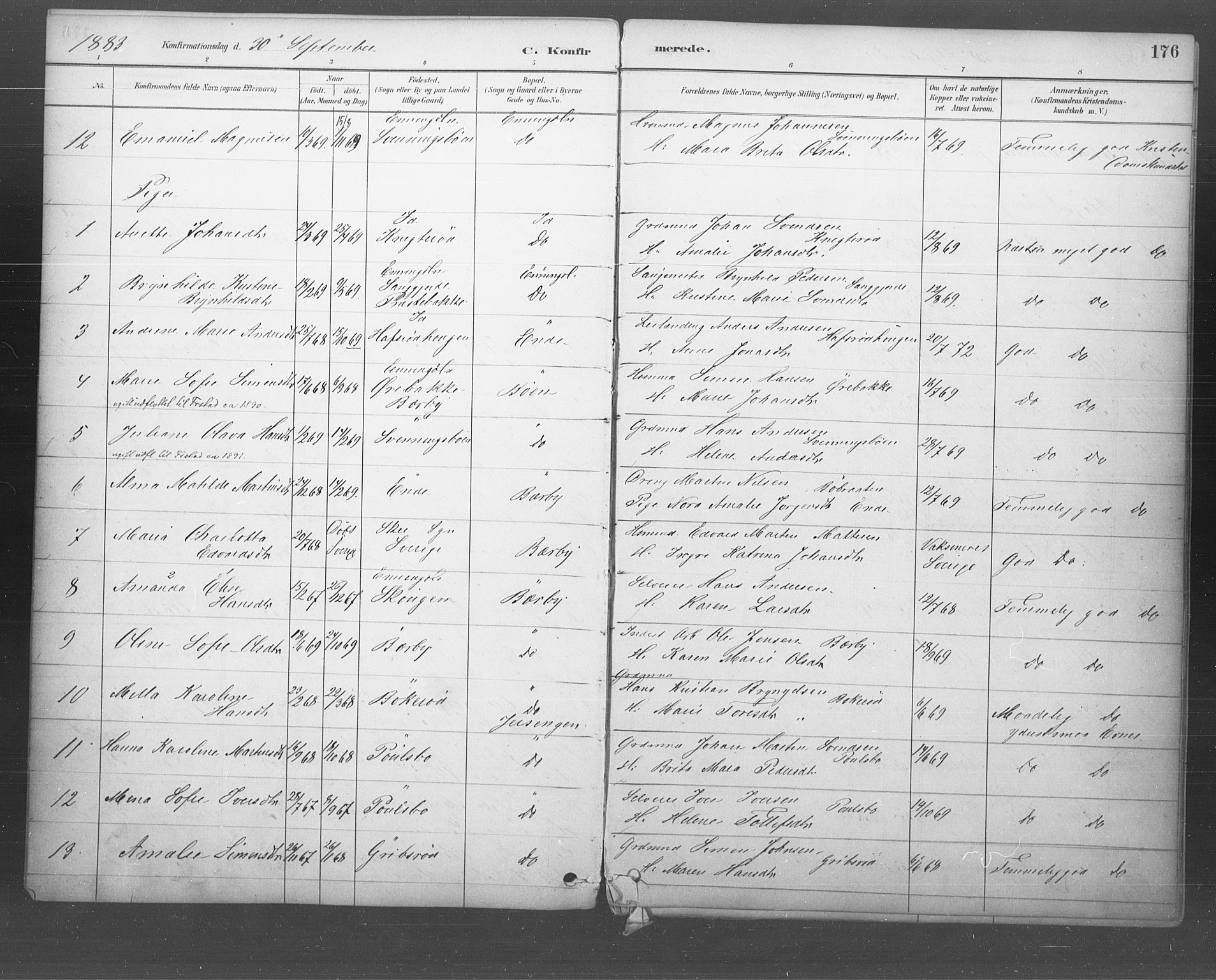 Idd prestekontor Kirkebøker, AV/SAO-A-10911/F/Fb/L0002: Parish register (official) no. II 2, 1882-1923, p. 176