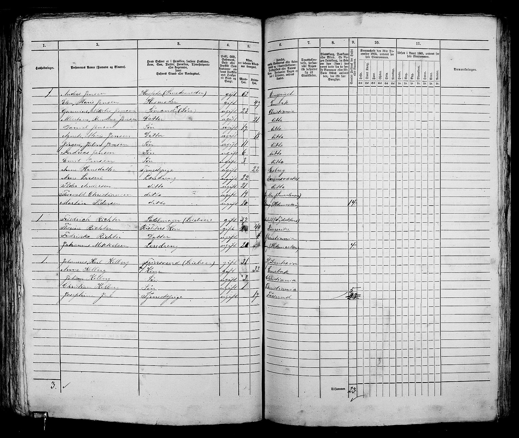 RA, 1865 census for Kristiania, 1865, p. 1955