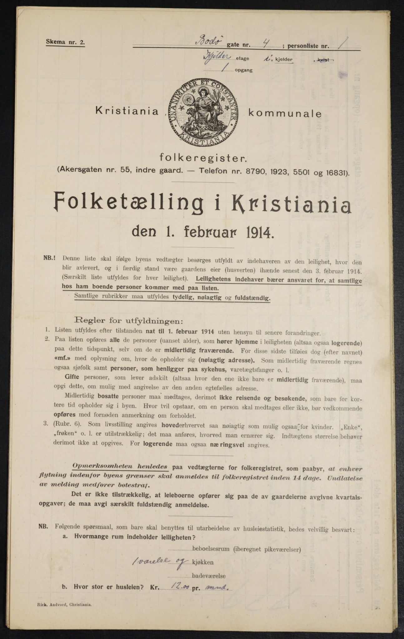 OBA, Municipal Census 1914 for Kristiania, 1914, p. 6714