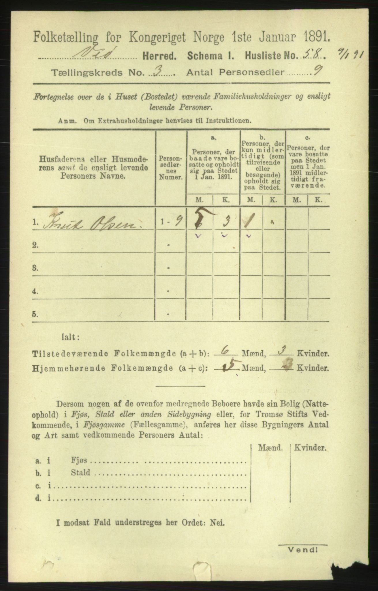 RA, 1891 census for 1541 Veøy, 1891, p. 1418