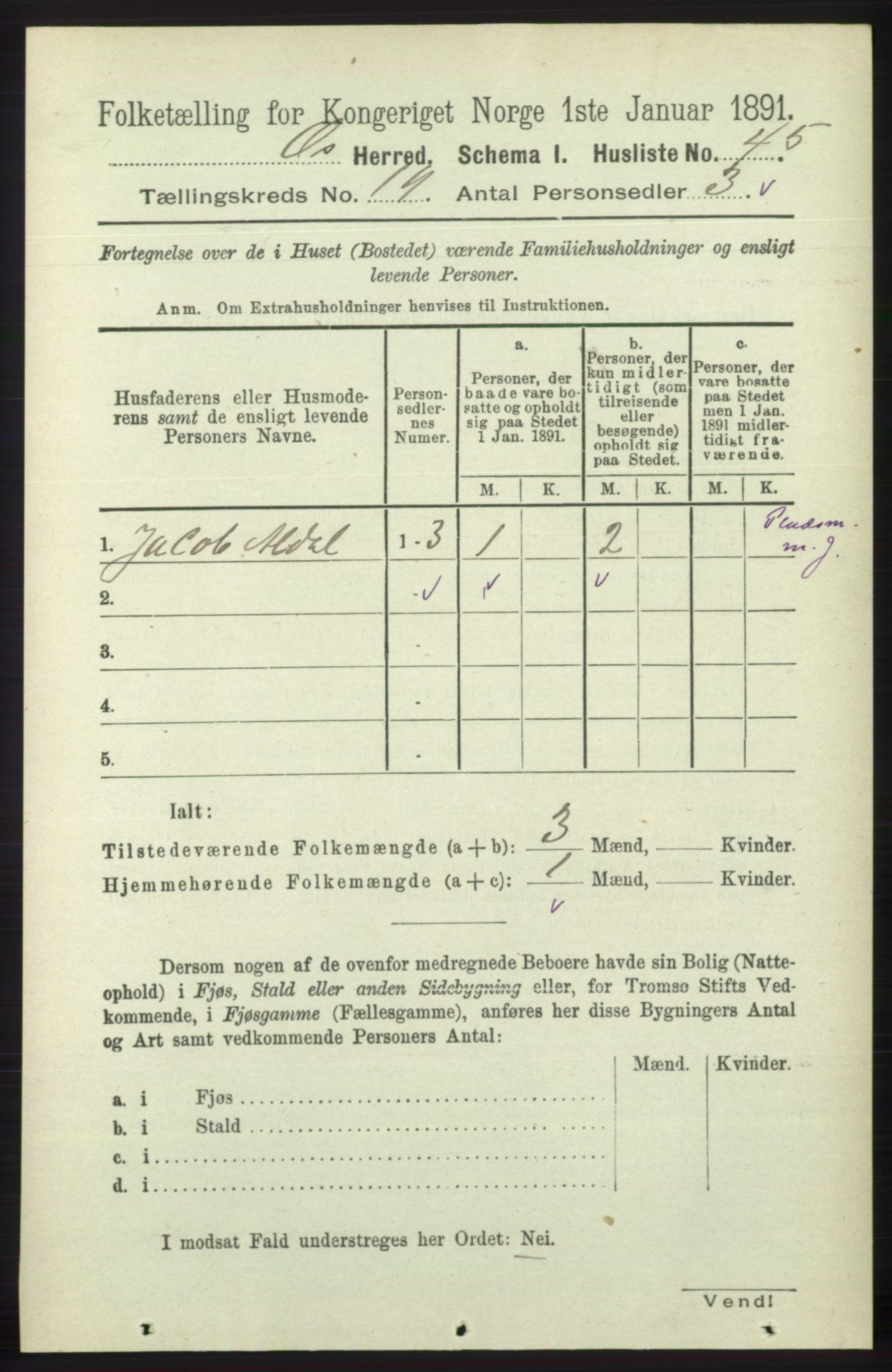 RA, 1891 census for 1243 Os, 1891, p. 4163