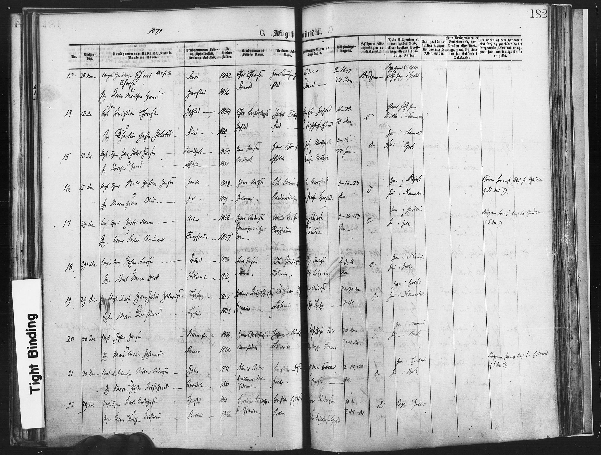 Nannestad prestekontor Kirkebøker, SAO/A-10414a/F/Fa/L0013: Parish register (official) no. I 13, 1873-1880, p. 182