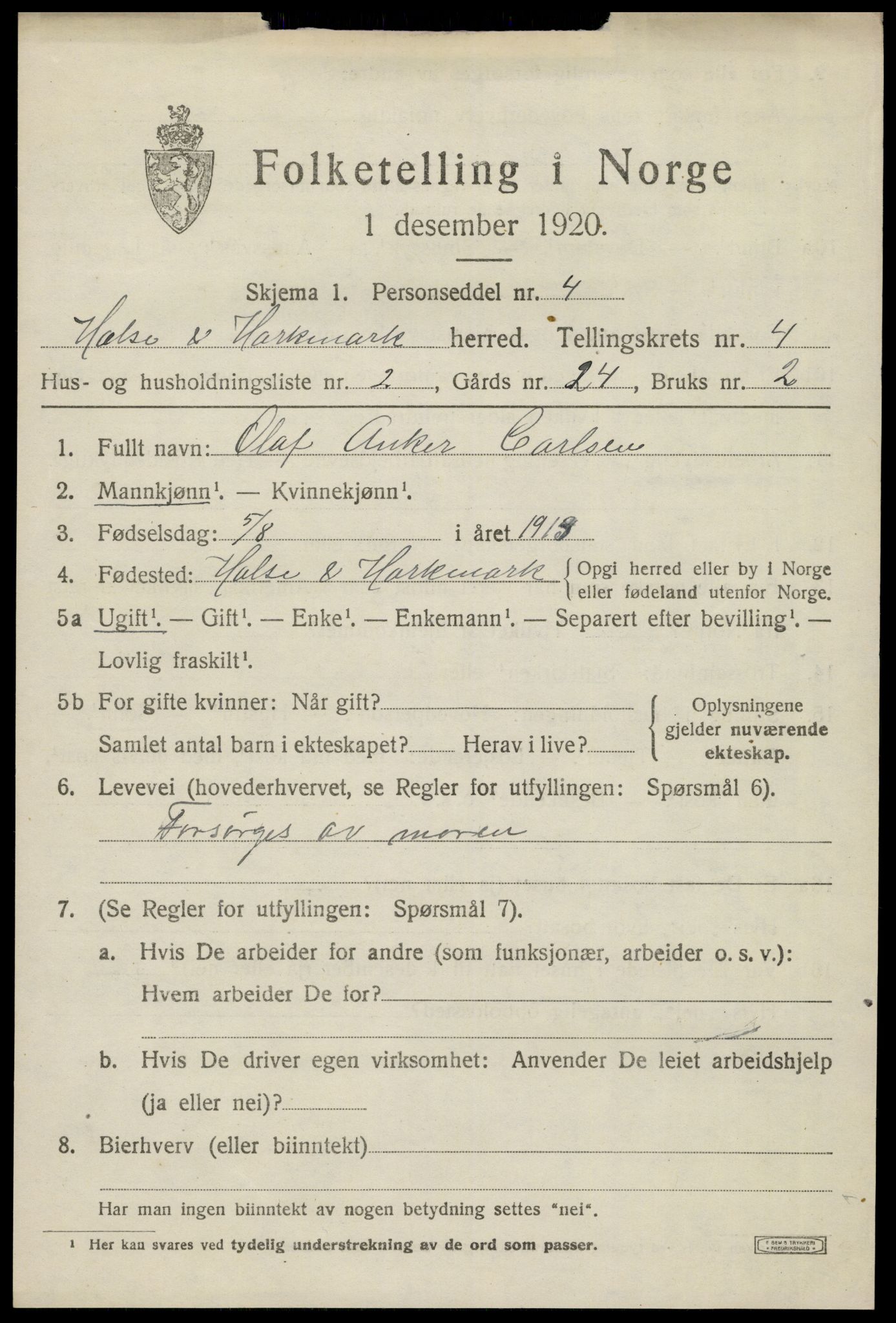 SAK, 1920 census for Halse og Harkmark, 1920, p. 2860
