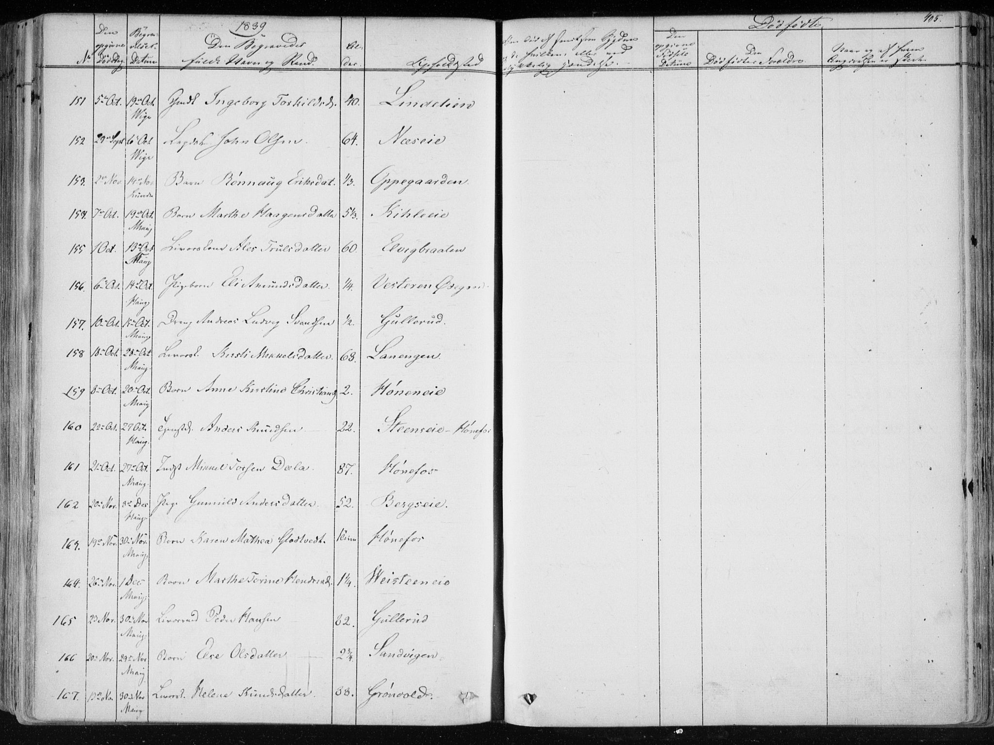 Norderhov kirkebøker, AV/SAKO-A-237/F/Fa/L0010: Parish register (official) no. 10, 1837-1847, p. 405