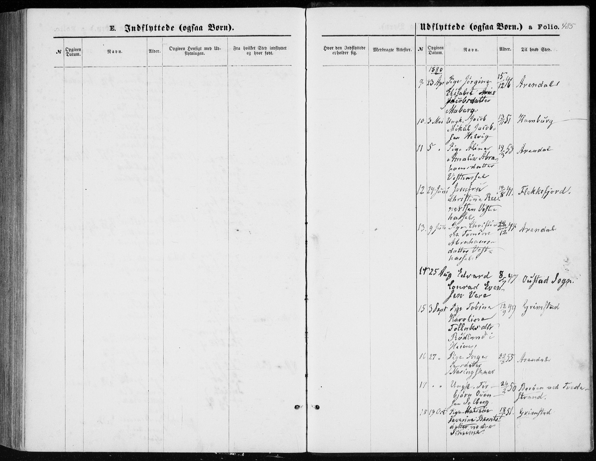 Lista sokneprestkontor, AV/SAK-1111-0027/F/Fb/L0004: Parish register (copy) no. B 4, 1877-1891, p. 485