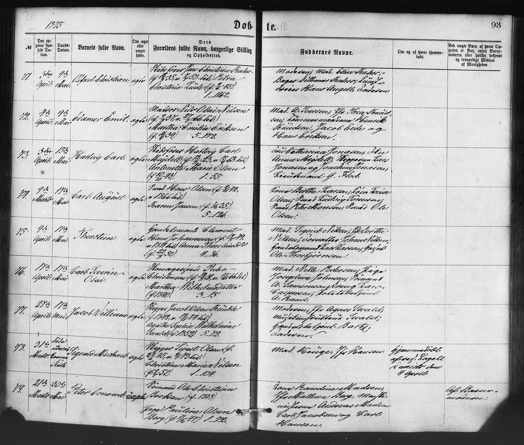 Nykirken Sokneprestembete, AV/SAB-A-77101/H/Haa/L0016: Parish register (official) no. B 3, 1870-1884, p. 93