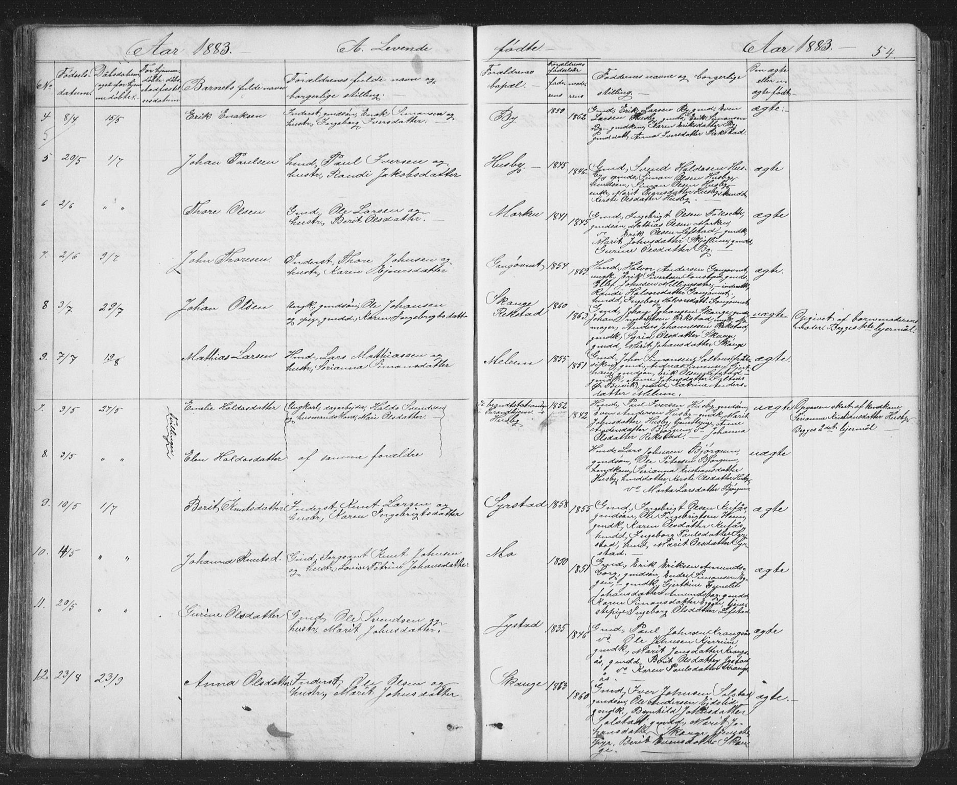 Ministerialprotokoller, klokkerbøker og fødselsregistre - Sør-Trøndelag, SAT/A-1456/667/L0798: Parish register (copy) no. 667C03, 1867-1929, p. 54
