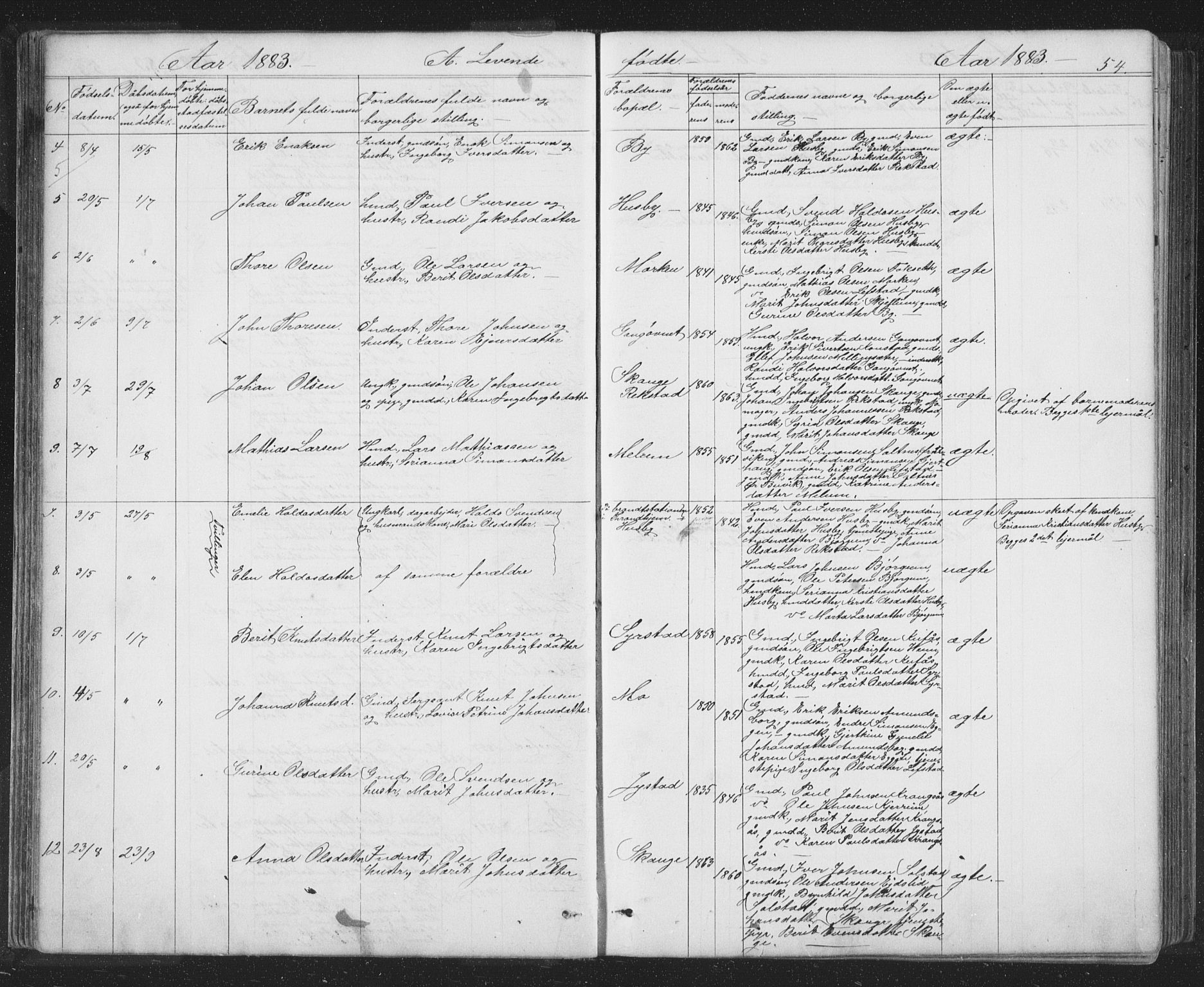 Ministerialprotokoller, klokkerbøker og fødselsregistre - Sør-Trøndelag, AV/SAT-A-1456/667/L0798: Parish register (copy) no. 667C03, 1867-1929, p. 54