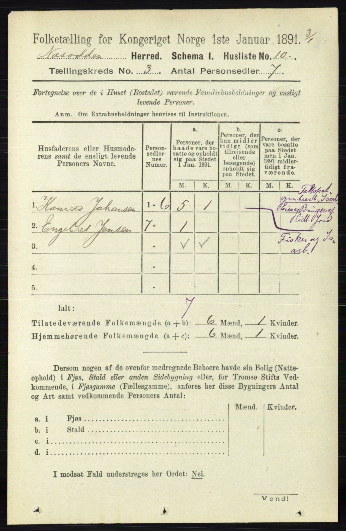 RA, 1891 census for 0216 Nesodden, 1891, p. 975