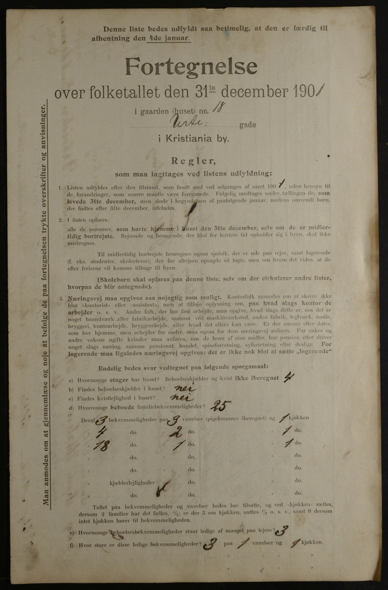 OBA, Municipal Census 1901 for Kristiania, 1901, p. 18582