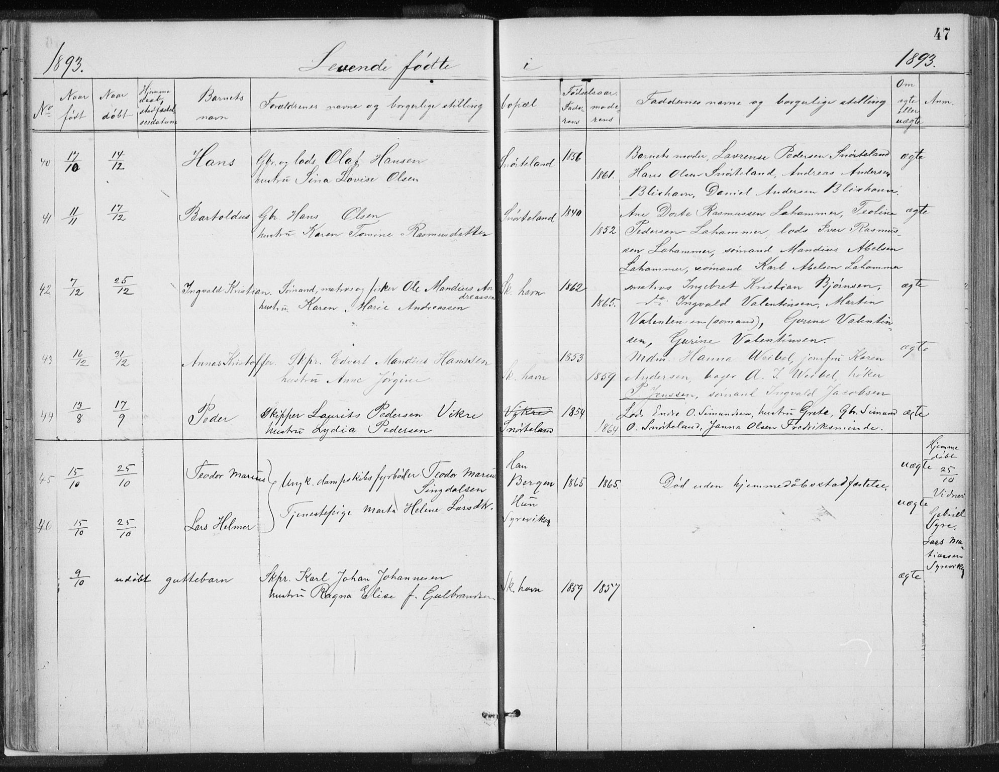 Skudenes sokneprestkontor, SAST/A -101849/H/Ha/Hab/L0007: Parish register (copy) no. B 7, 1885-1899, p. 47