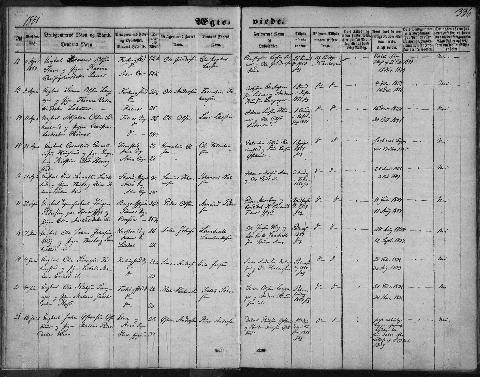 Skudenes sokneprestkontor, AV/SAST-A -101849/H/Ha/Haa/L0005: Parish register (official) no. A 3.2, 1847-1863, p. 336
