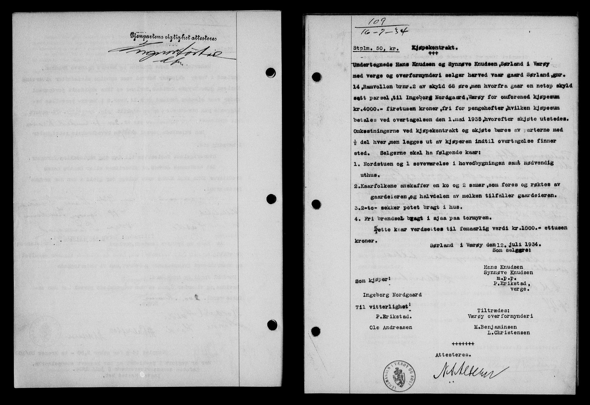 Lofoten sorenskriveri, SAT/A-0017/1/2/2C/L0030b: Mortgage book no. 30b, 1934-1934, Deed date: 16.07.1934