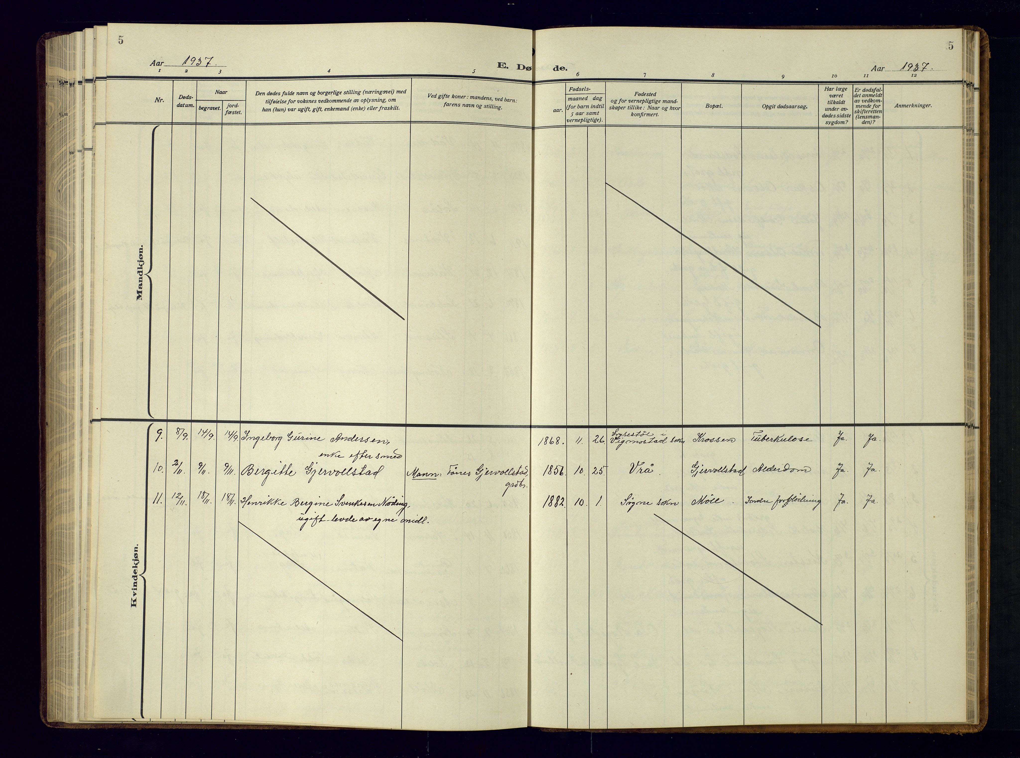 Holum sokneprestkontor, AV/SAK-1111-0022/F/Fb/Fba/L0007: Parish register (copy) no. B-7, 1933-1960, p. 5