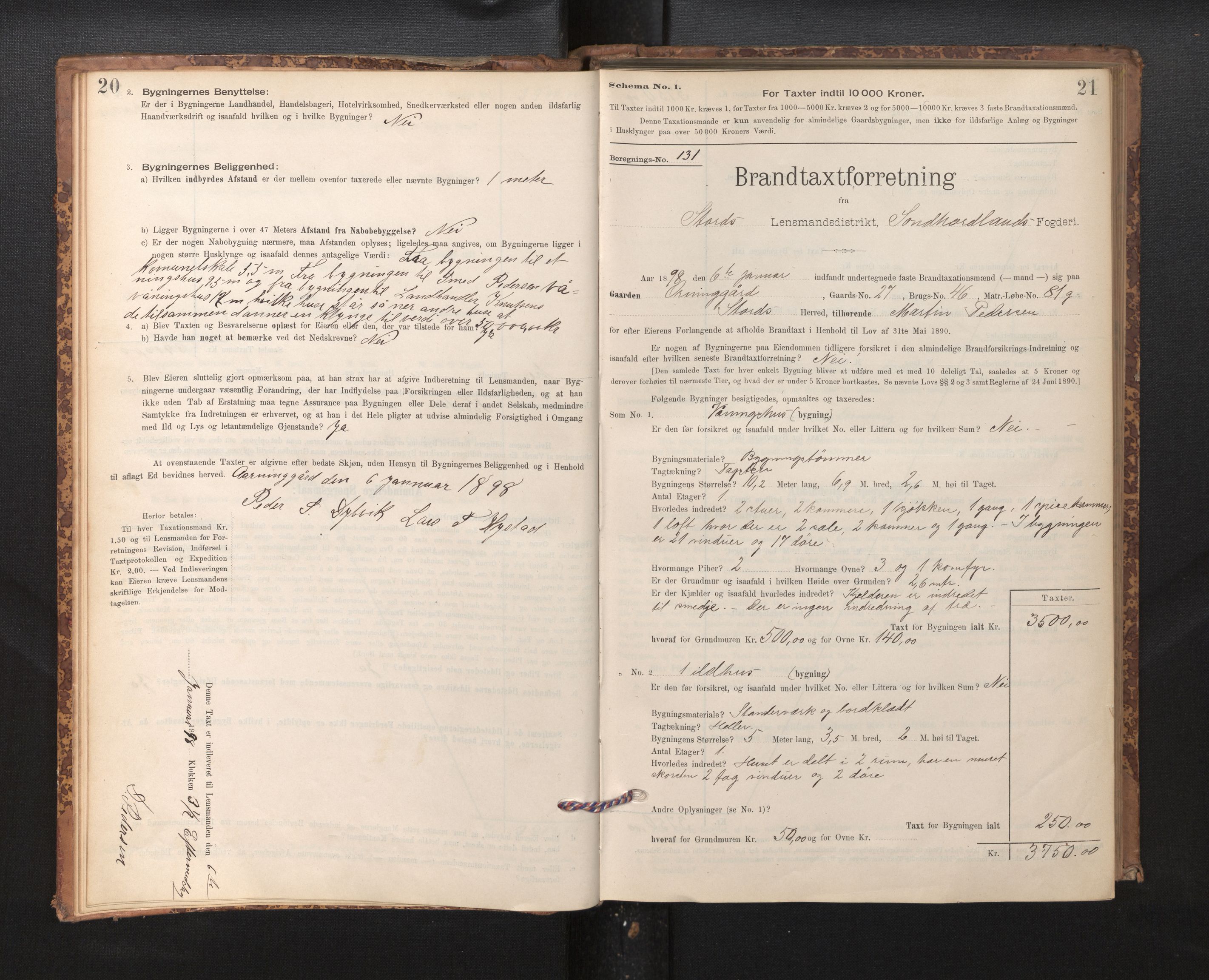 Lensmannen i Stord, SAB/A-35001/0012/L0002: Branntakstprotokoll, skjematakst, 1897-1922, p. 20-21