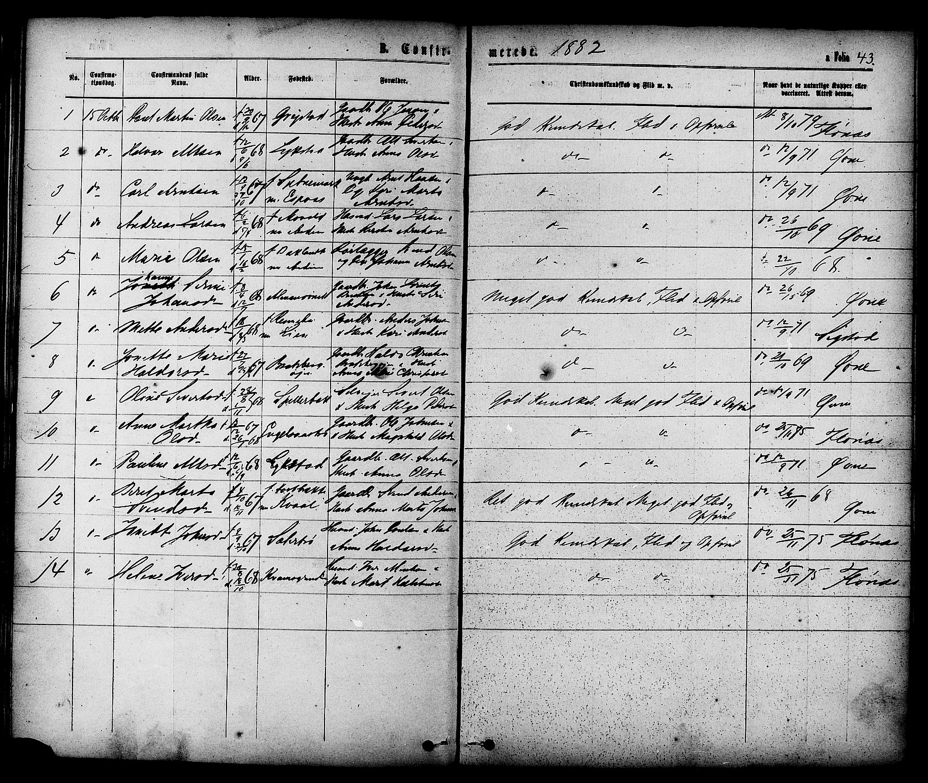 Ministerialprotokoller, klokkerbøker og fødselsregistre - Sør-Trøndelag, SAT/A-1456/608/L0334: Parish register (official) no. 608A03, 1877-1886, p. 43