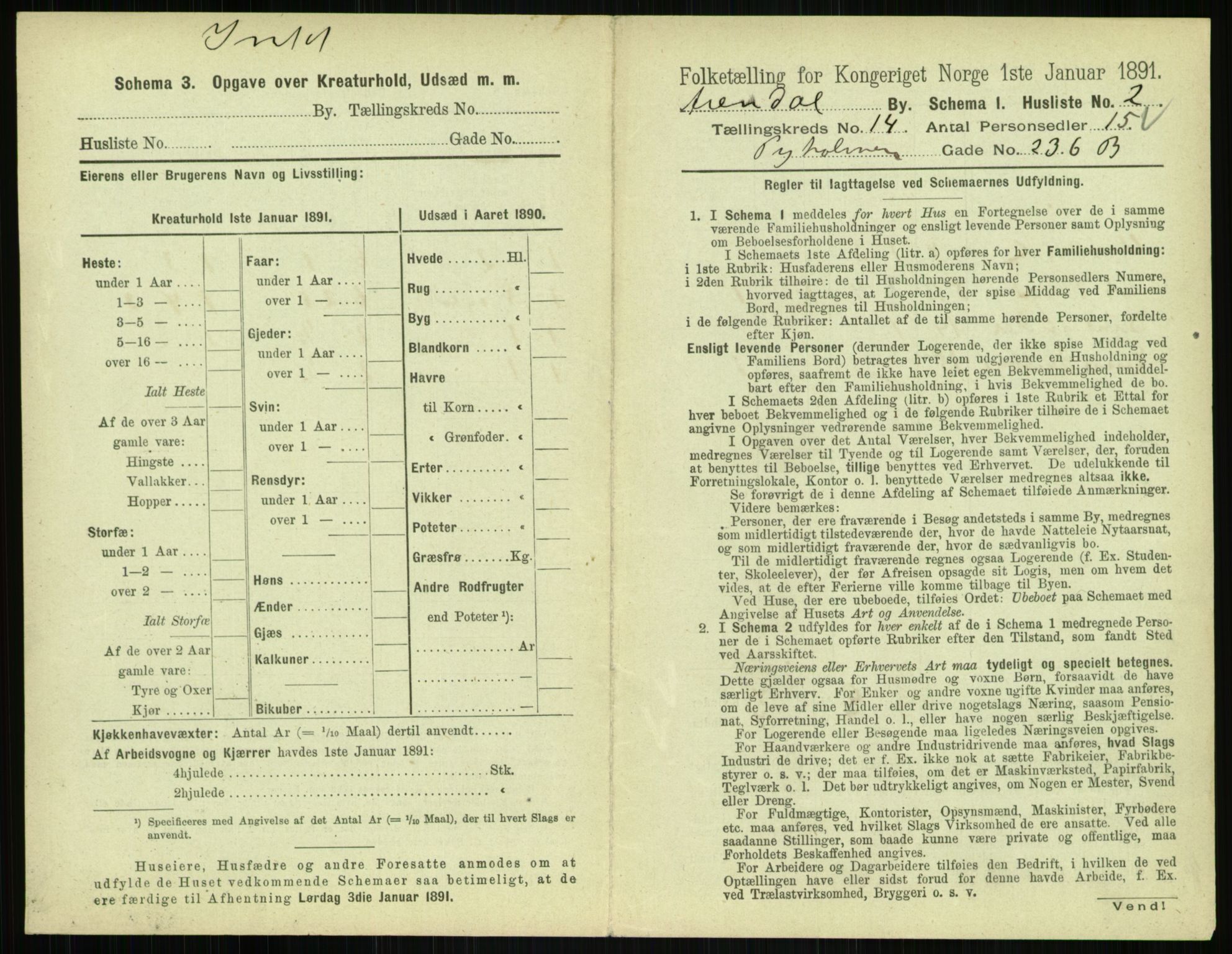 RA, 1891 census for 0903 Arendal, 1891, p. 740