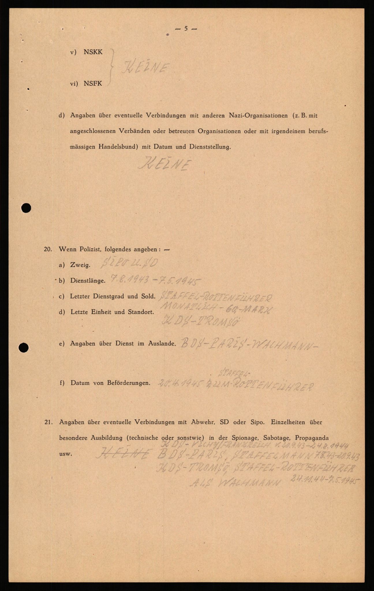 Forsvaret, Forsvarets overkommando II, RA/RAFA-3915/D/Db/L0041: CI Questionaires.  Diverse nasjonaliteter., 1945-1946, p. 101