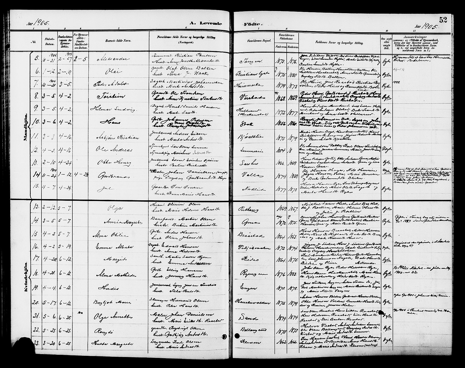 Jevnaker prestekontor, SAH/PREST-116/H/Ha/Hab/L0003: Parish register (copy) no. 3, 1896-1909, p. 52
