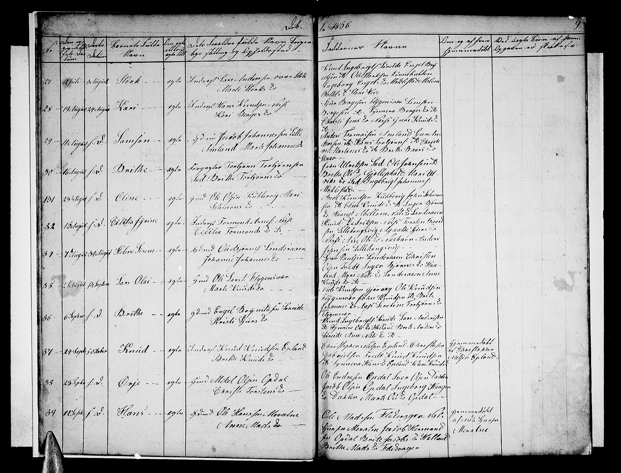 Tysnes sokneprestembete, SAB/A-78601/H/Hab: Parish register (copy) no. E 1, 1855-1874, p. 9