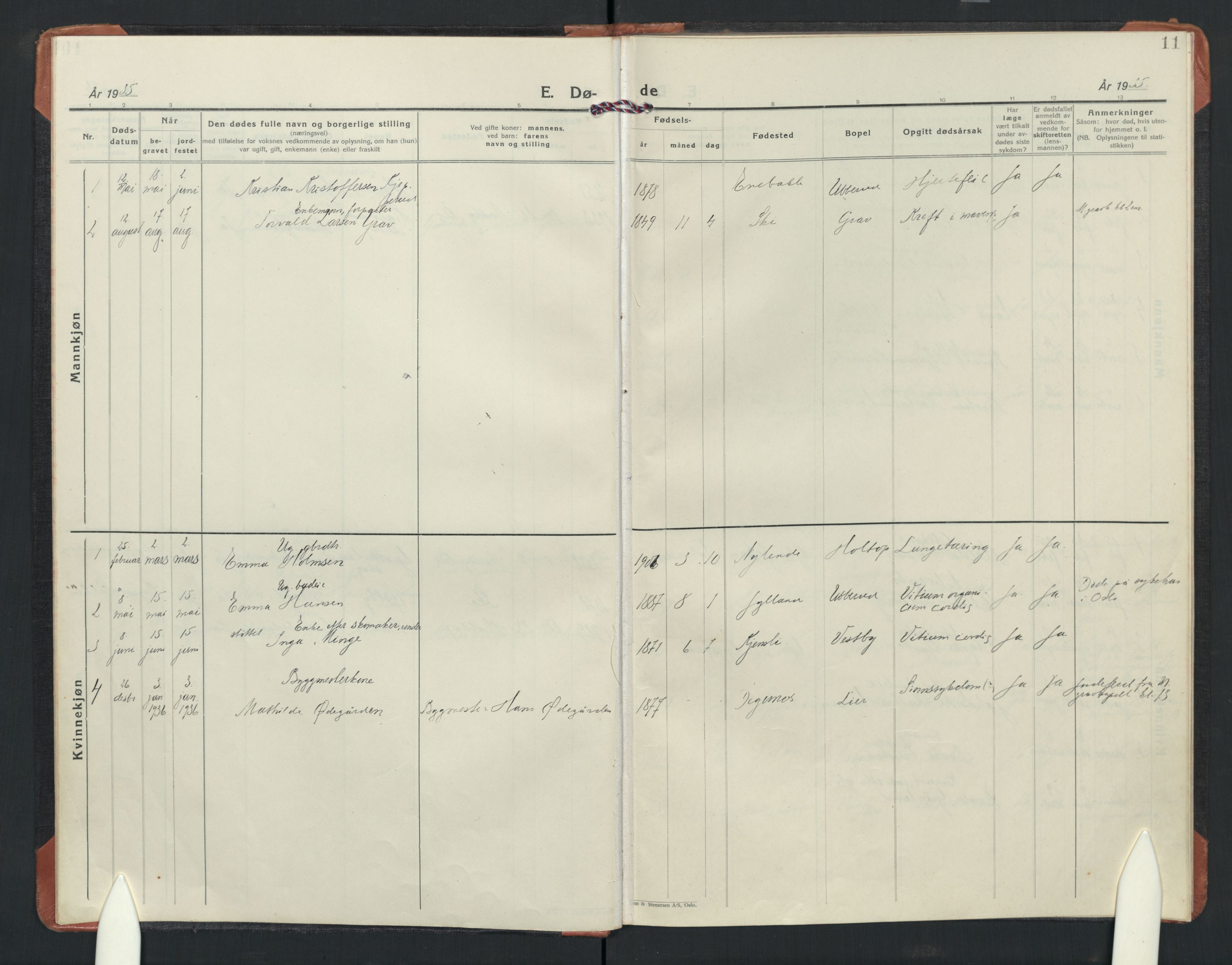 Enebakk prestekontor Kirkebøker, SAO/A-10171c/F/Fb/L0005: Parish register (official) no. II 5, 1926-1952, p. 11