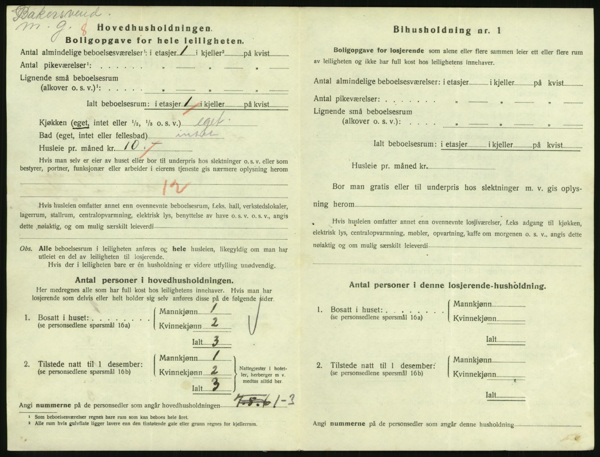 SAH, 1920 census for Lillehammer, 1920, p. 3397