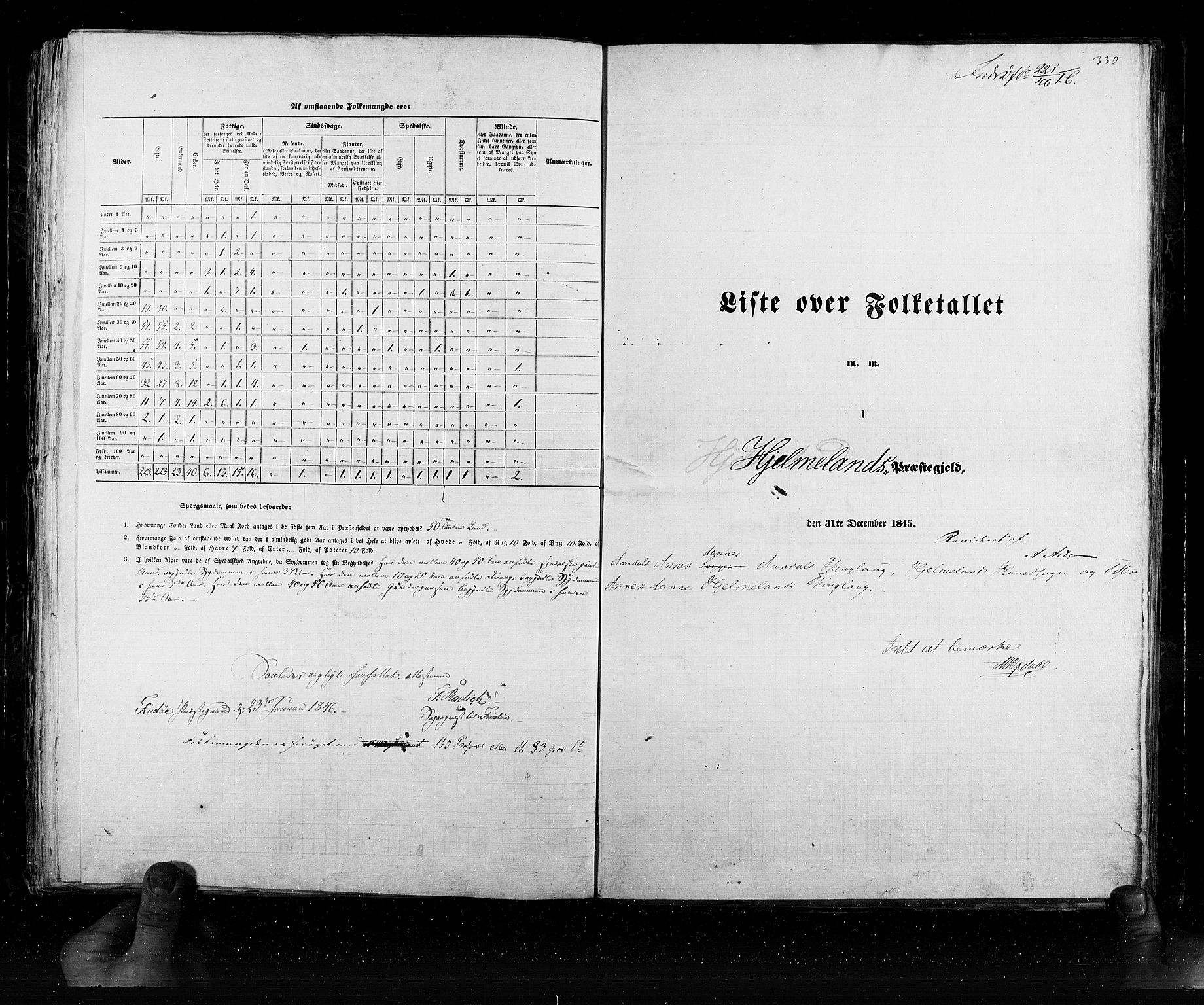 RA, Census 1845, vol. 6: Lister og Mandal amt og Stavanger amt, 1845, p. 330