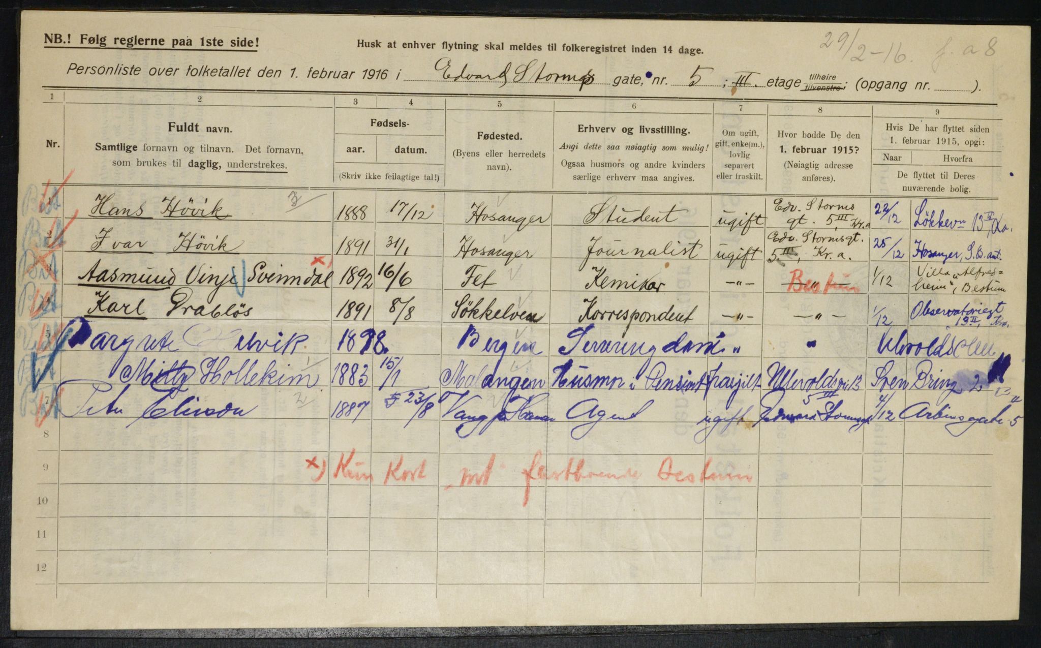 OBA, Municipal Census 1916 for Kristiania, 1916, p. 18940