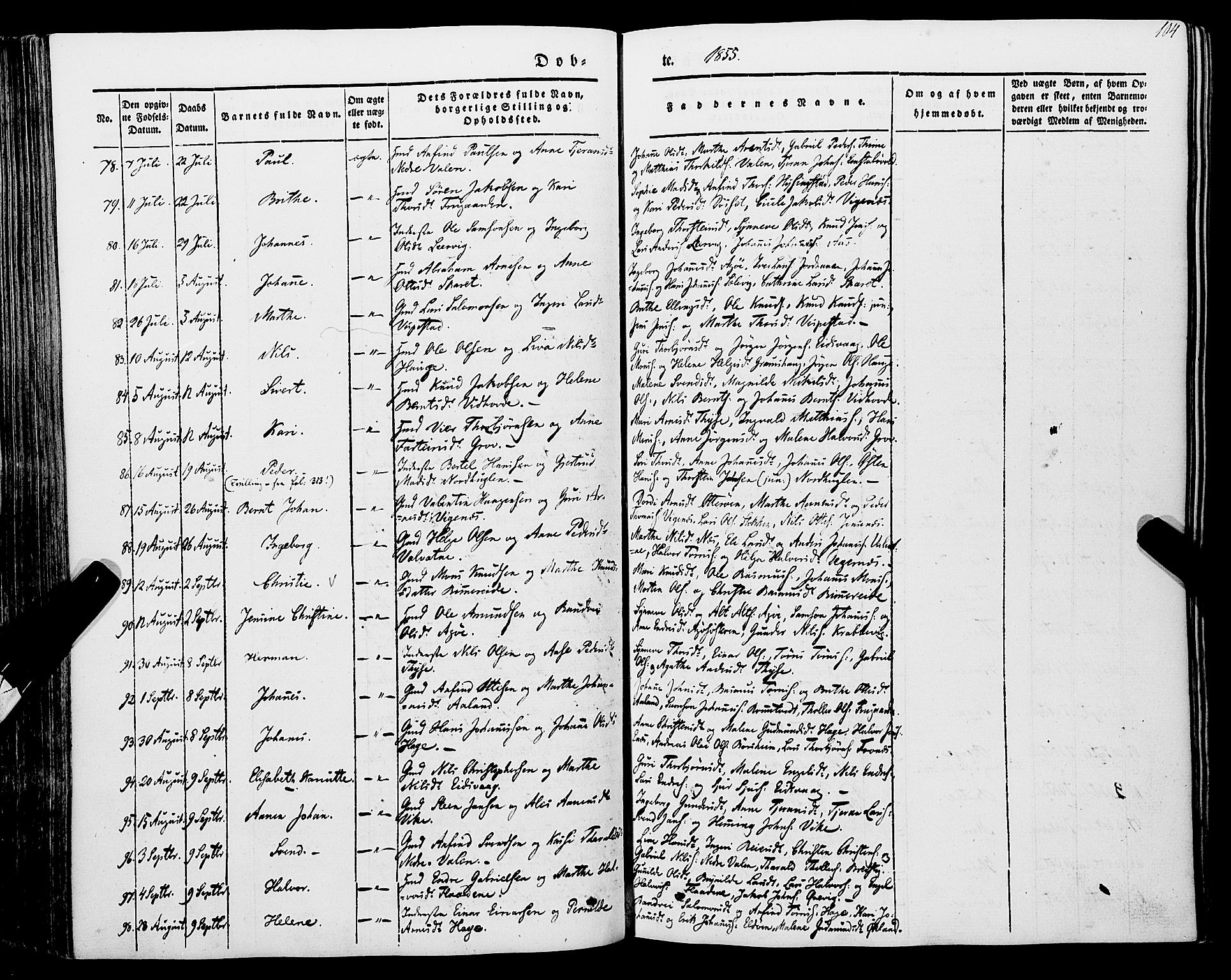 Stord sokneprestembete, SAB/A-78201/H/Haa: Parish register (official) no. A 7, 1841-1861, p. 104