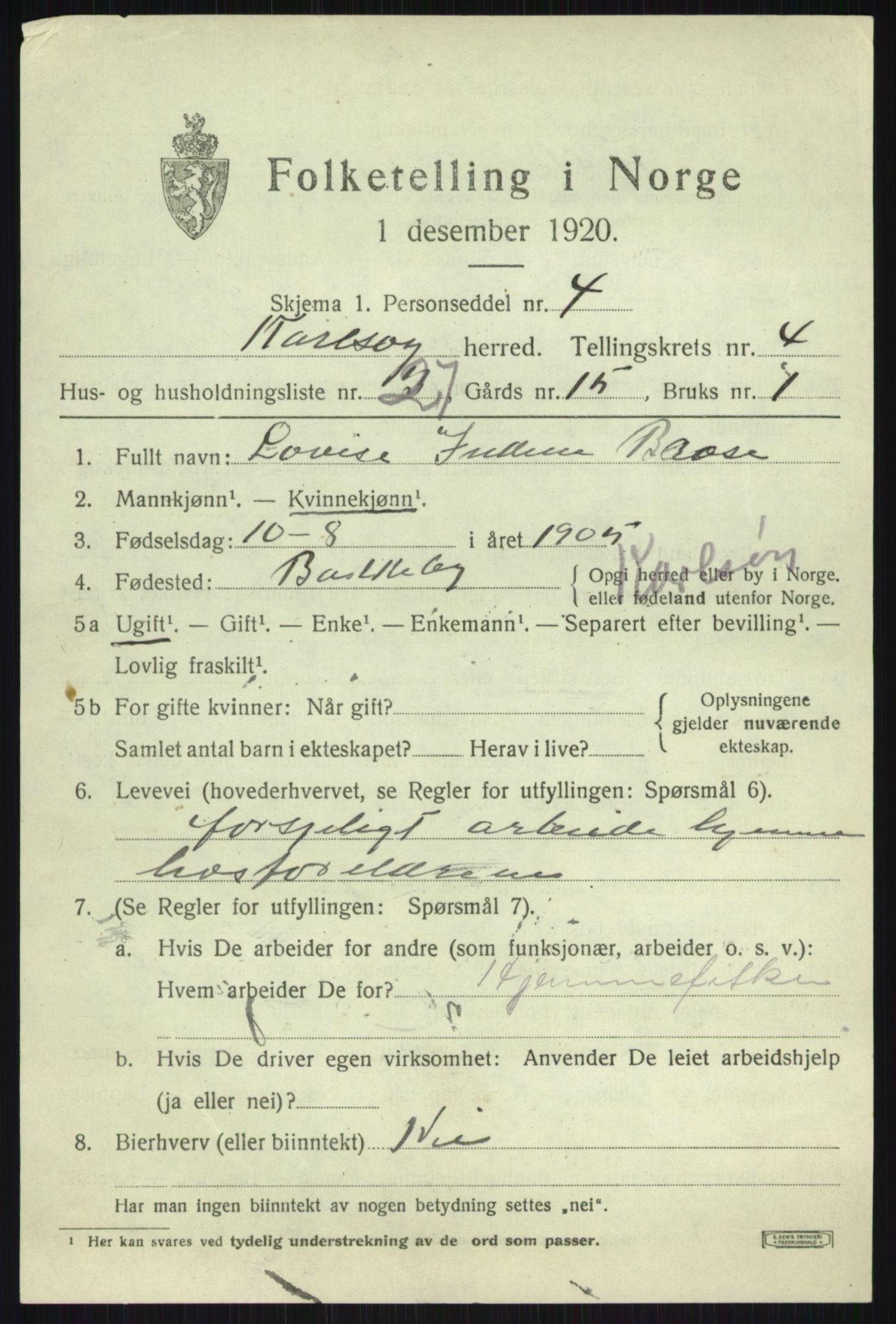SATØ, 1920 census for Karlsøy, 1920, p. 2045