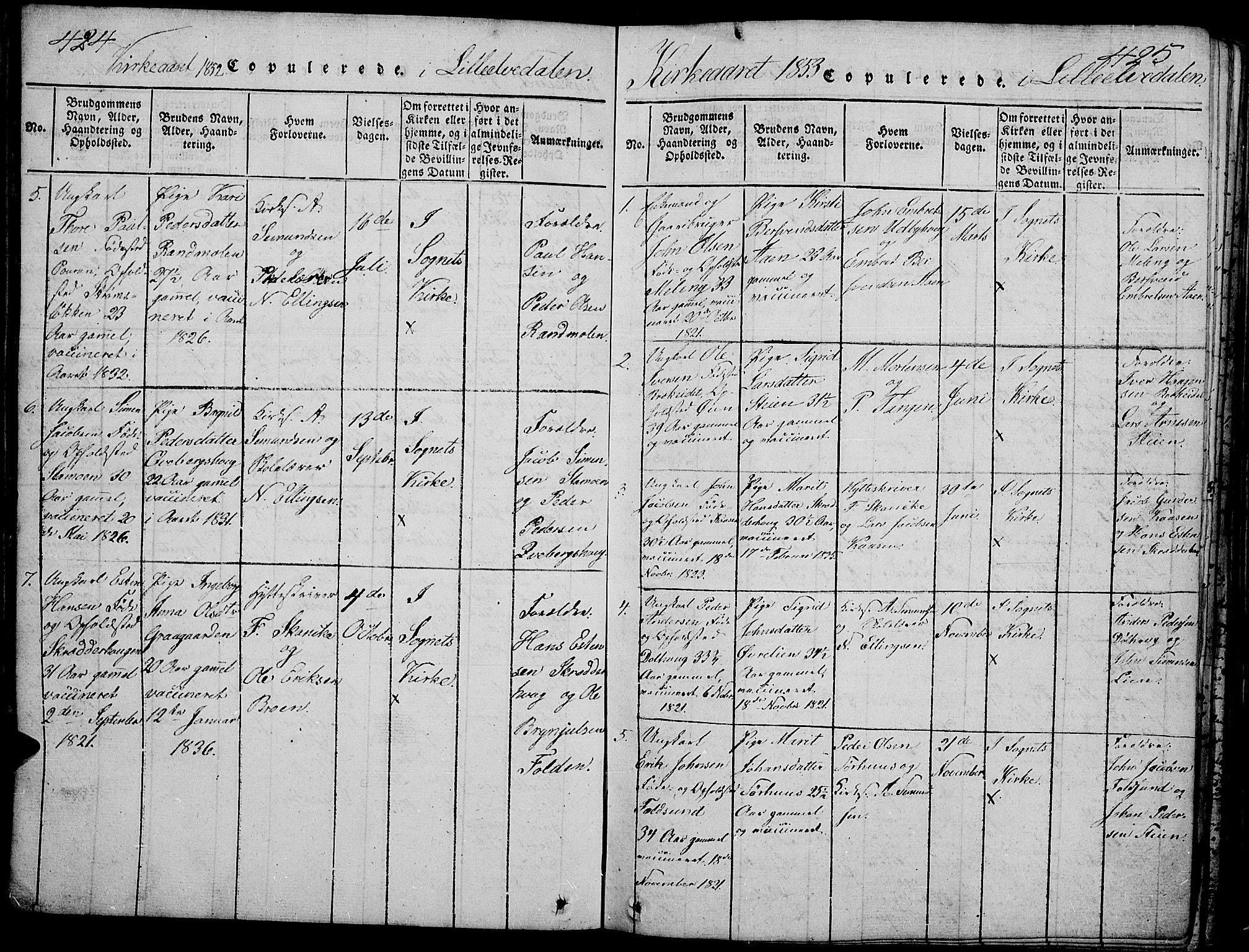 Tynset prestekontor, SAH/PREST-058/H/Ha/Hab/L0002: Parish register (copy) no. 2, 1814-1862, p. 424-425