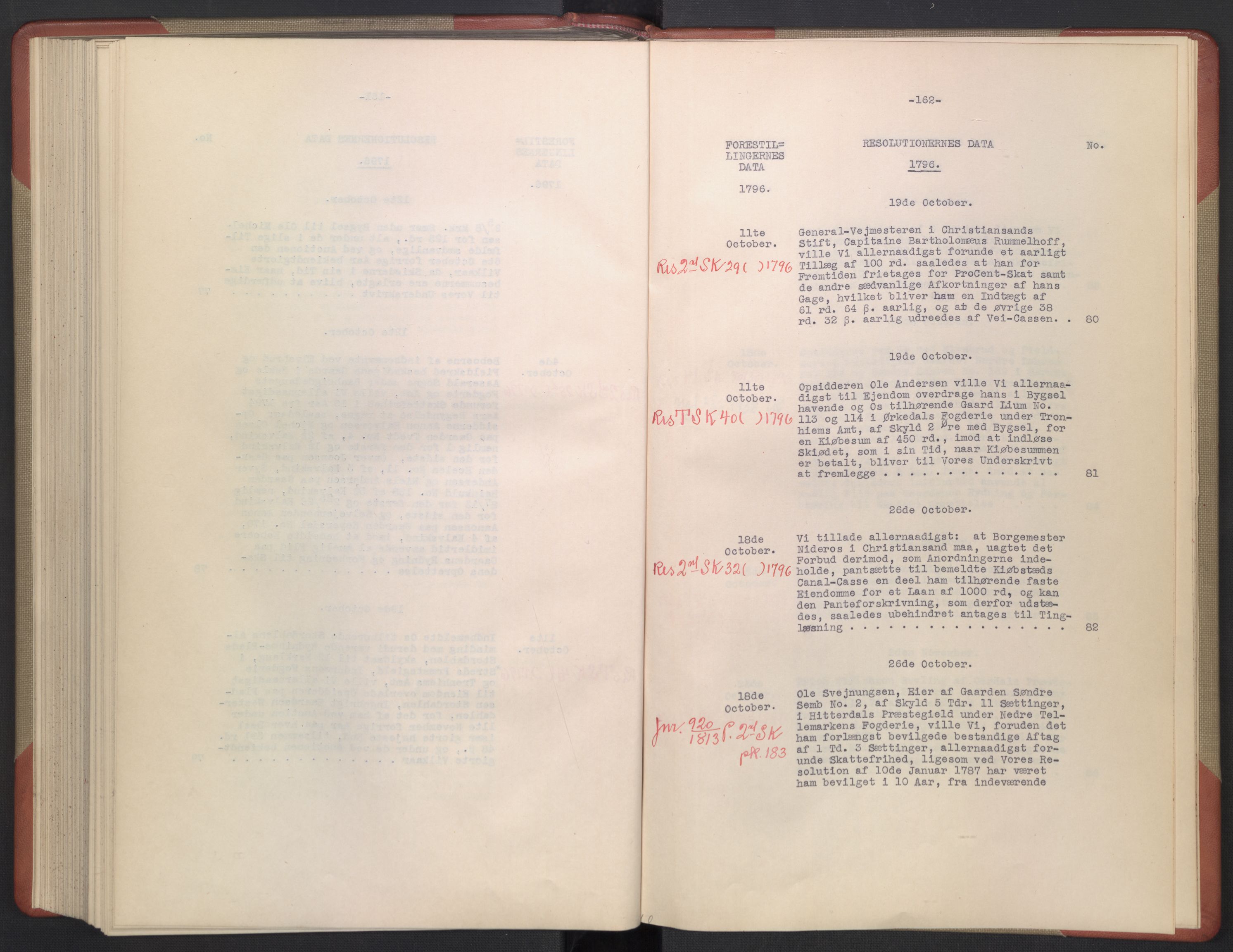 Avskriftsamlingen, AV/RA-EA-4022/F/Fb/L0128: Registratur over norske Relasjons- og  resolusjonsprotokoller, 1794-1796, p. 164