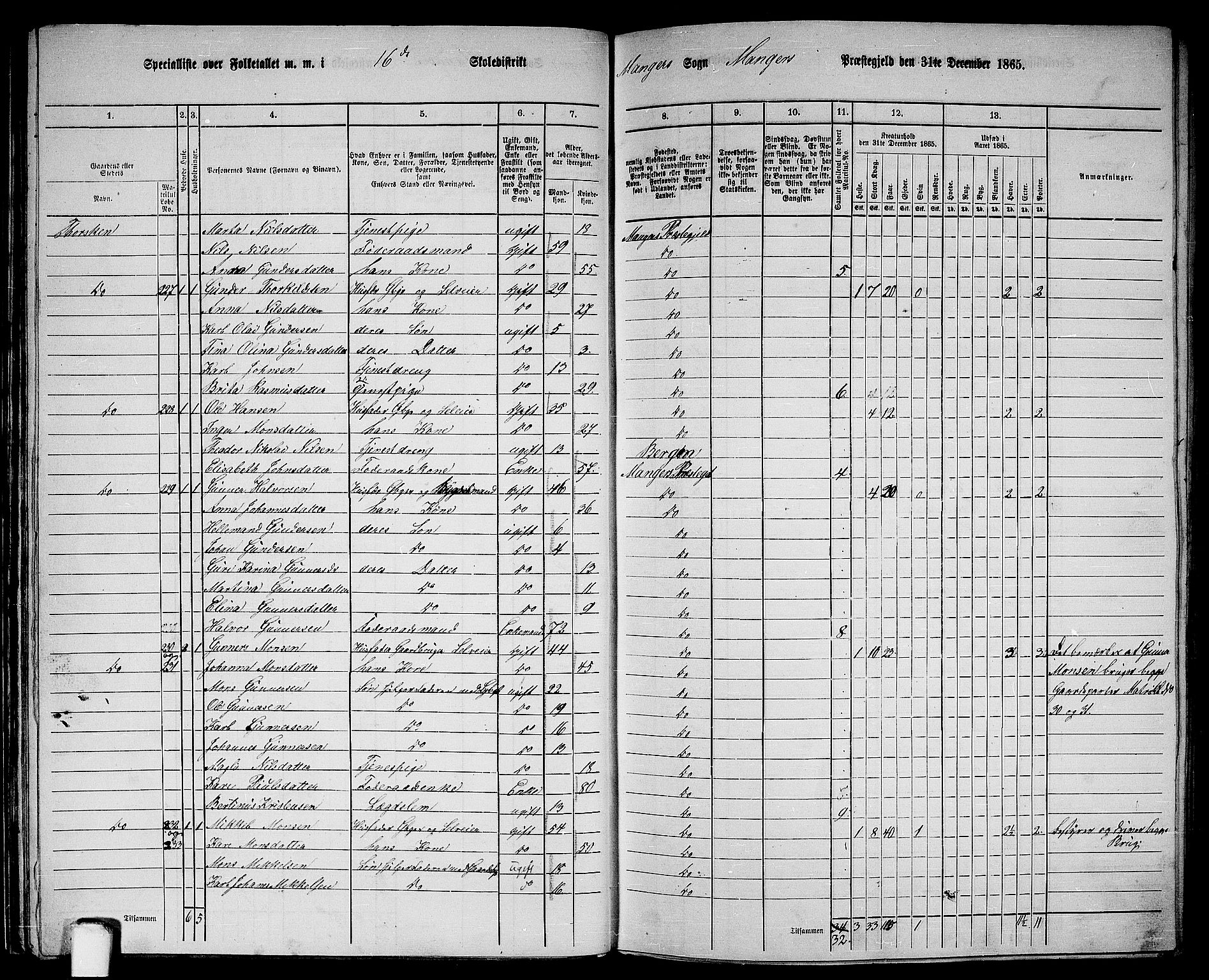 RA, 1865 census for Manger, 1865, p. 39