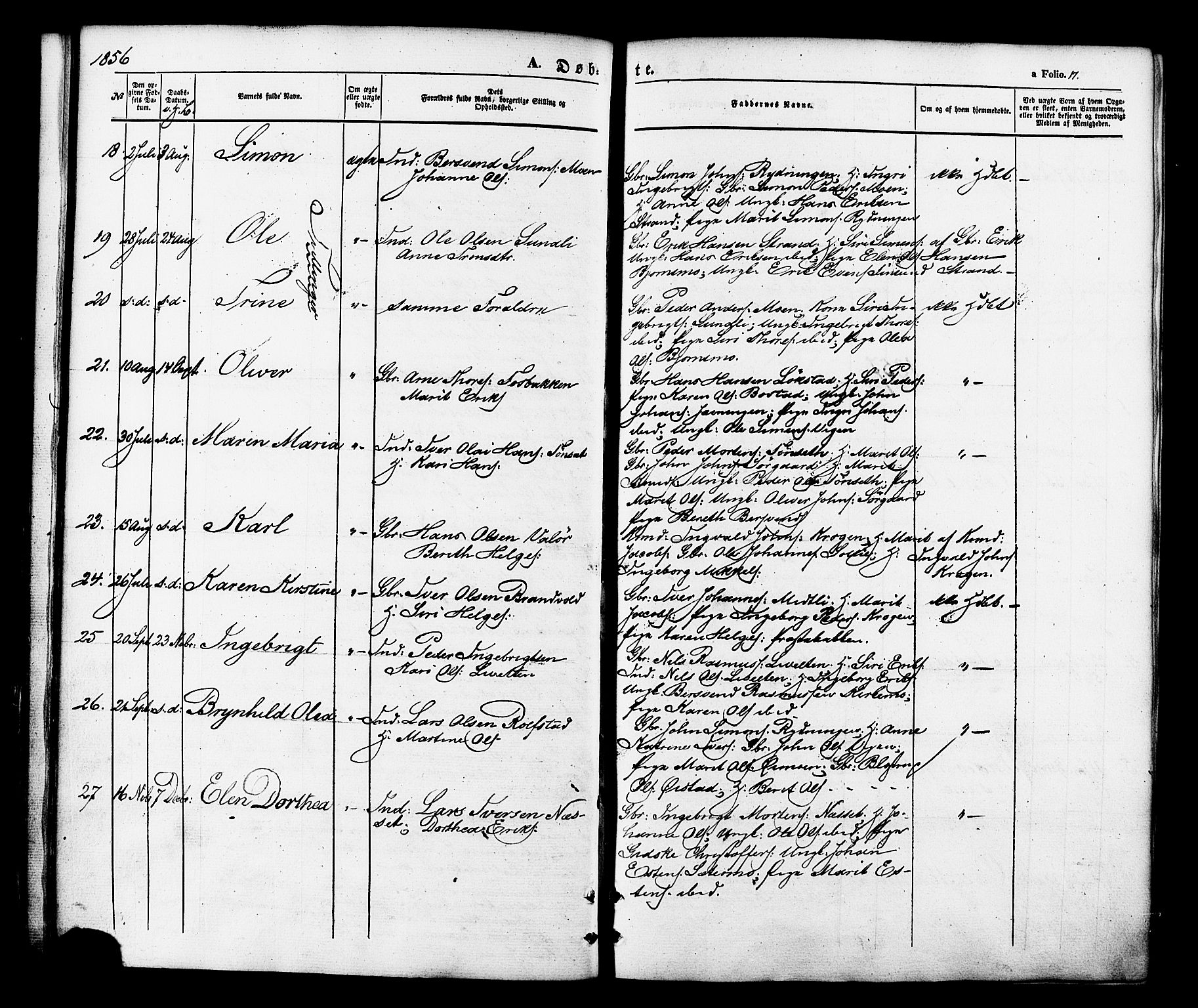 Målselv sokneprestembete, SATØ/S-1311/G/Ga/Gaa/L0008kirke: Parish register (official) no. 8, 1851-1877, p. 17
