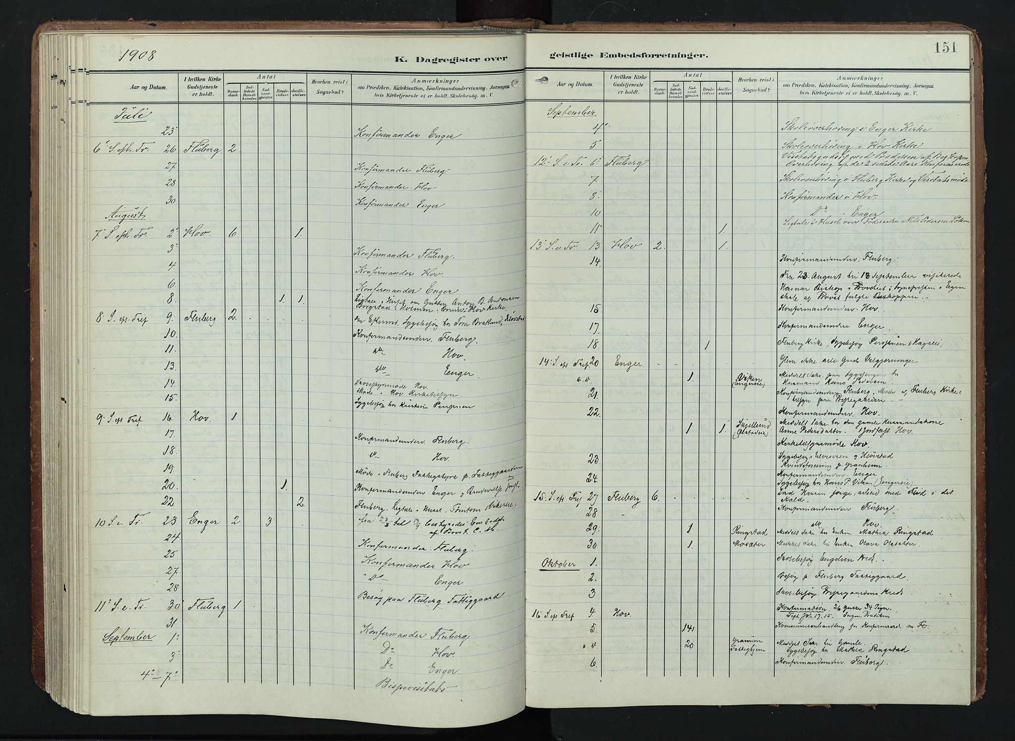 Søndre Land prestekontor, SAH/PREST-122/K/L0005: Parish register (official) no. 5, 1905-1914, p. 151