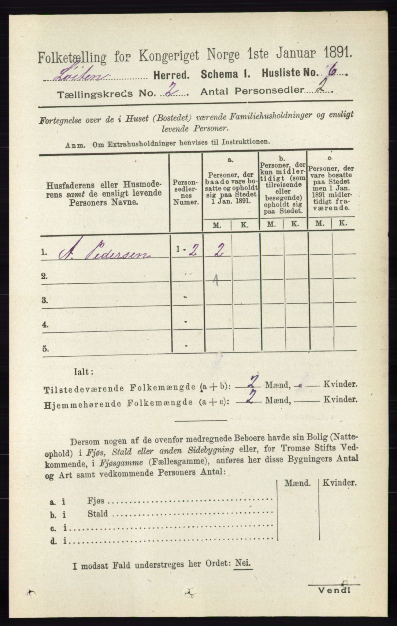 RA, 1891 census for 0415 Løten, 1891, p. 1378