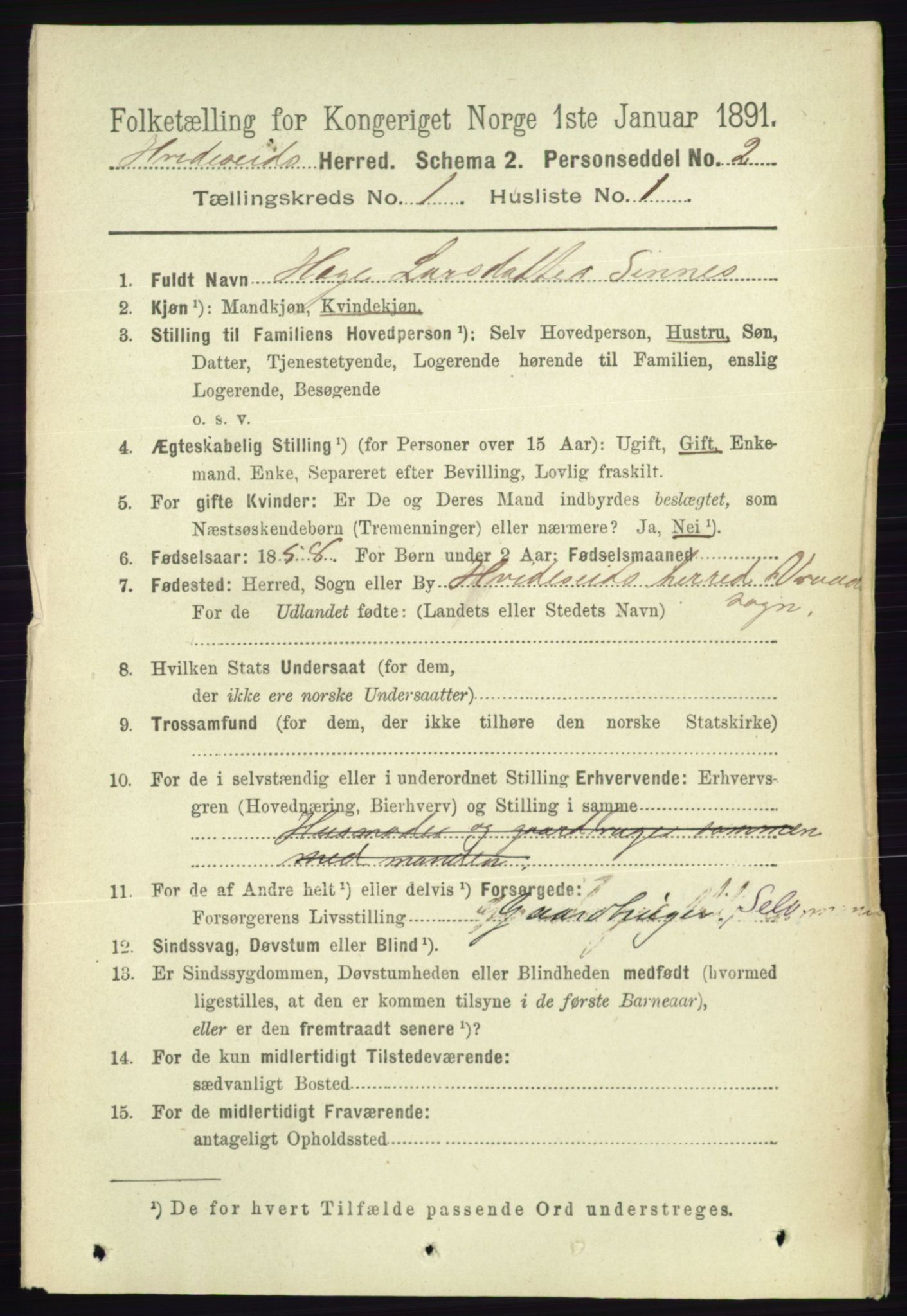 RA, 1891 census for 0829 Kviteseid, 1891, p. 78