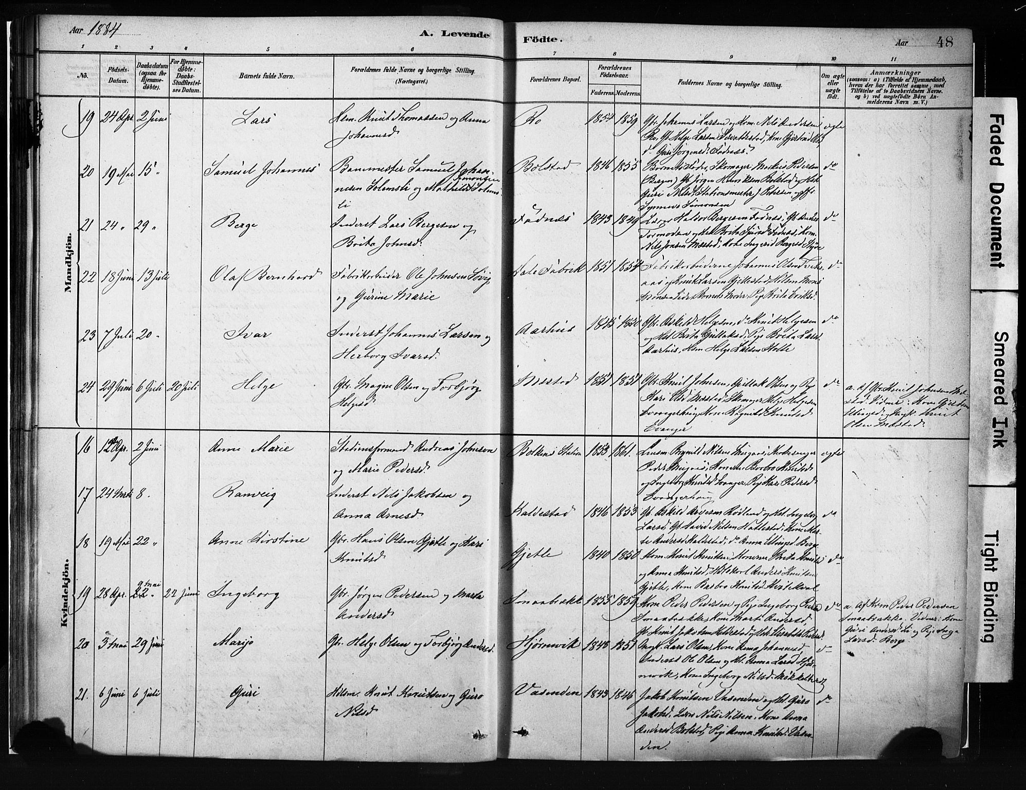 Evanger sokneprestembete, AV/SAB-A-99924: Parish register (official) no. A 1, 1877-1899, p. 48