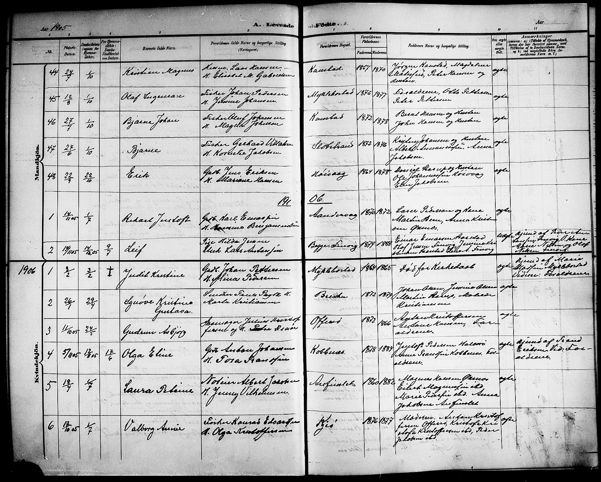 Ministerialprotokoller, klokkerbøker og fødselsregistre - Nordland, AV/SAT-A-1459/872/L1048: Parish register (copy) no. 872C04, 1898-1919