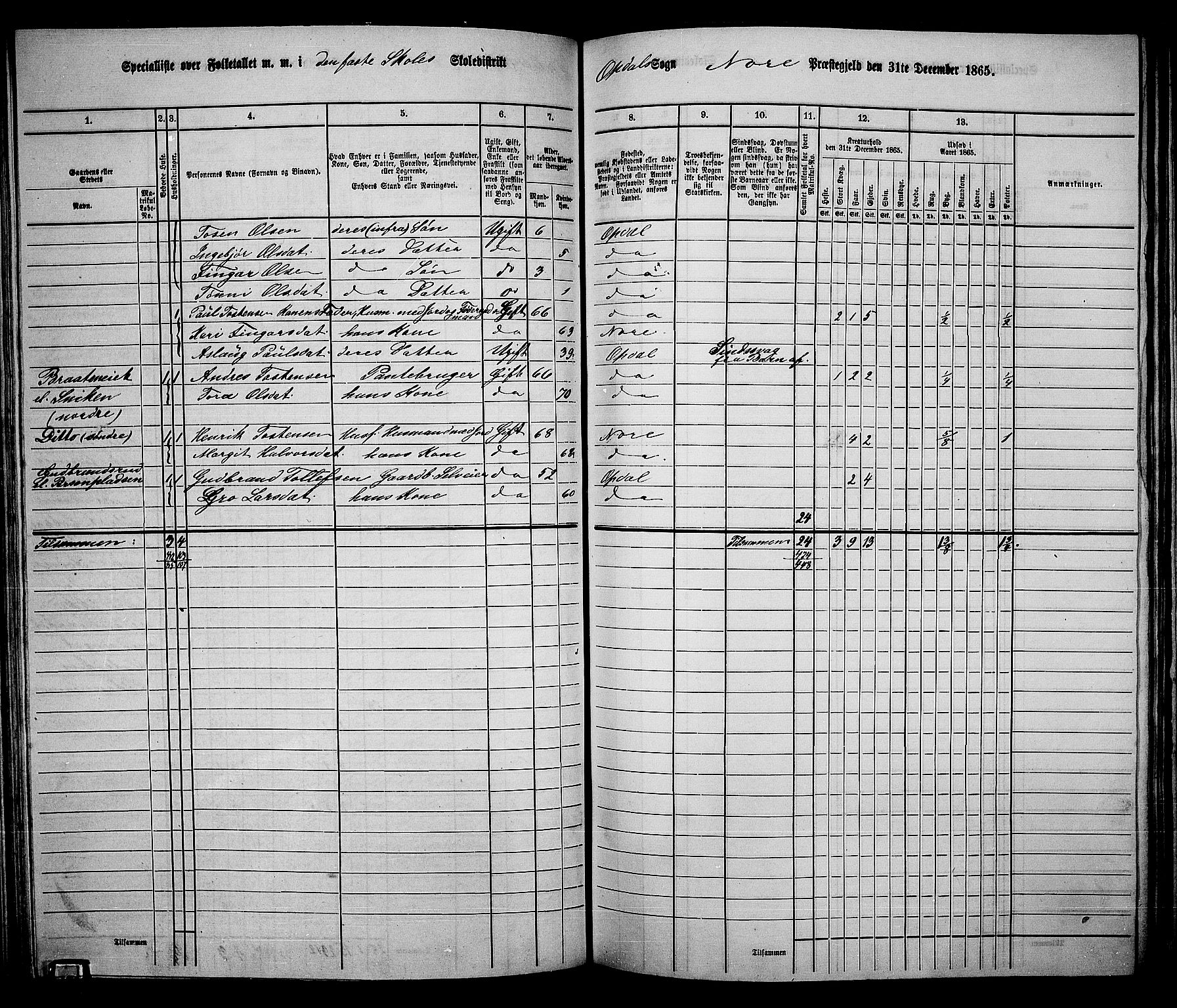 RA, 1865 census for Nore, 1865, p. 101