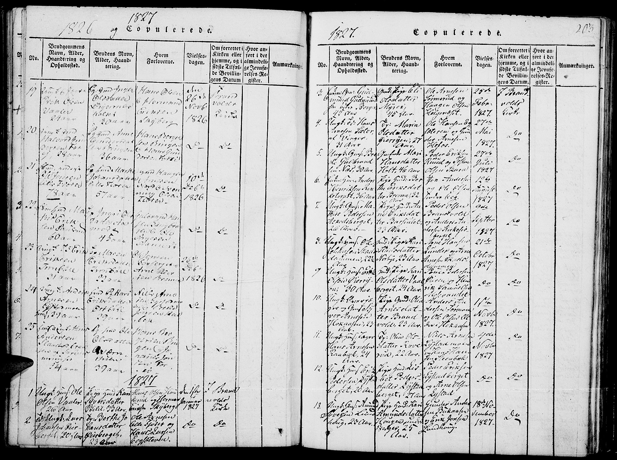 Grue prestekontor, SAH/PREST-036/H/Ha/Hab/L0001: Parish register (copy) no. 1, 1814-1841, p. 203