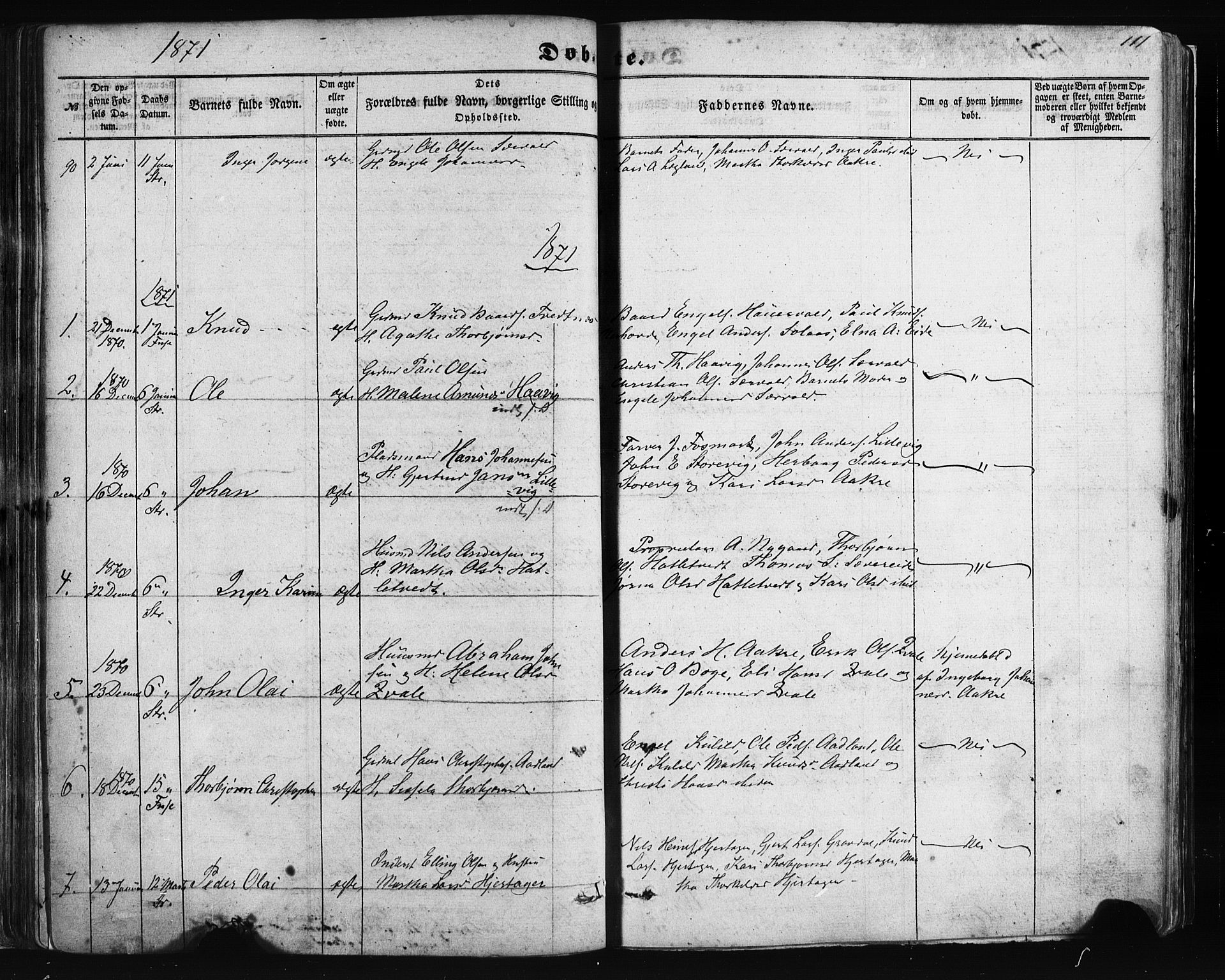 Fusa sokneprestembete, AV/SAB-A-75401/H/Haa: Parish register (official) no. A 1I, 1855-1879, p. 111