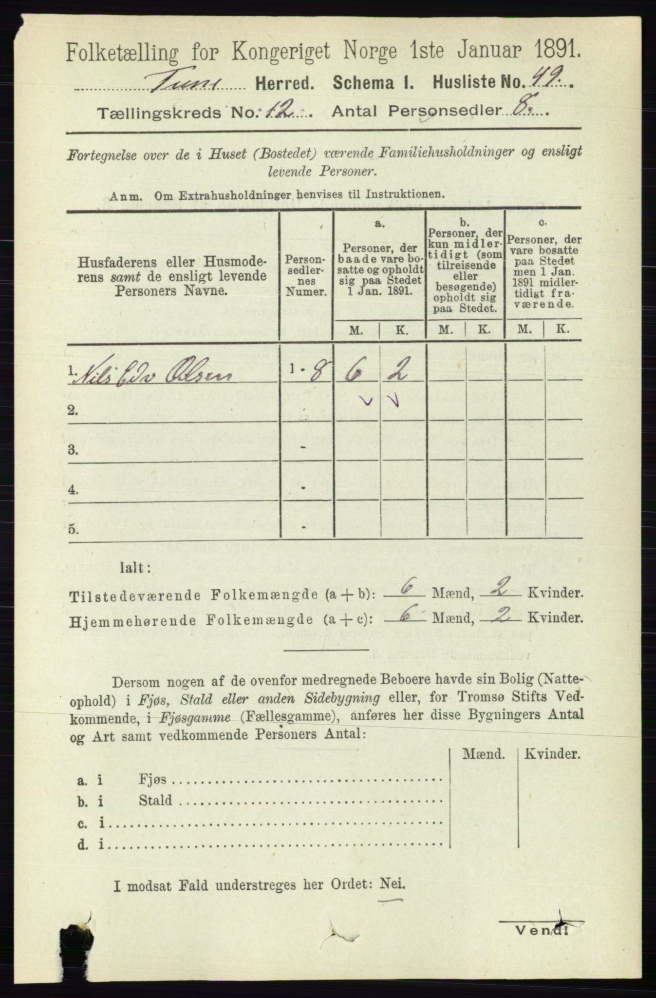 RA, 1891 census for 0130 Tune, 1891, p. 7210