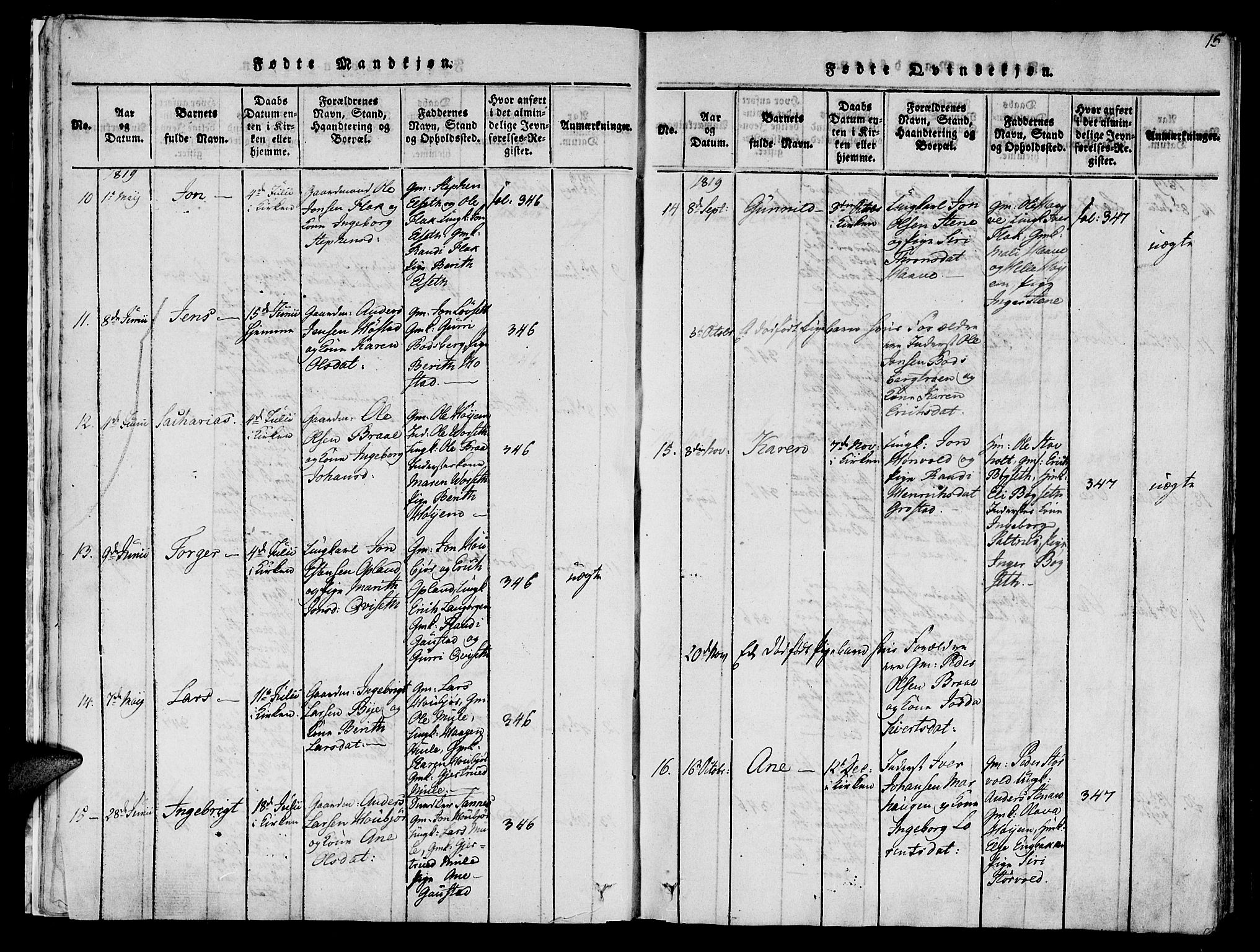 Ministerialprotokoller, klokkerbøker og fødselsregistre - Sør-Trøndelag, AV/SAT-A-1456/612/L0372: Parish register (official) no. 612A06 /1, 1816-1828, p. 15